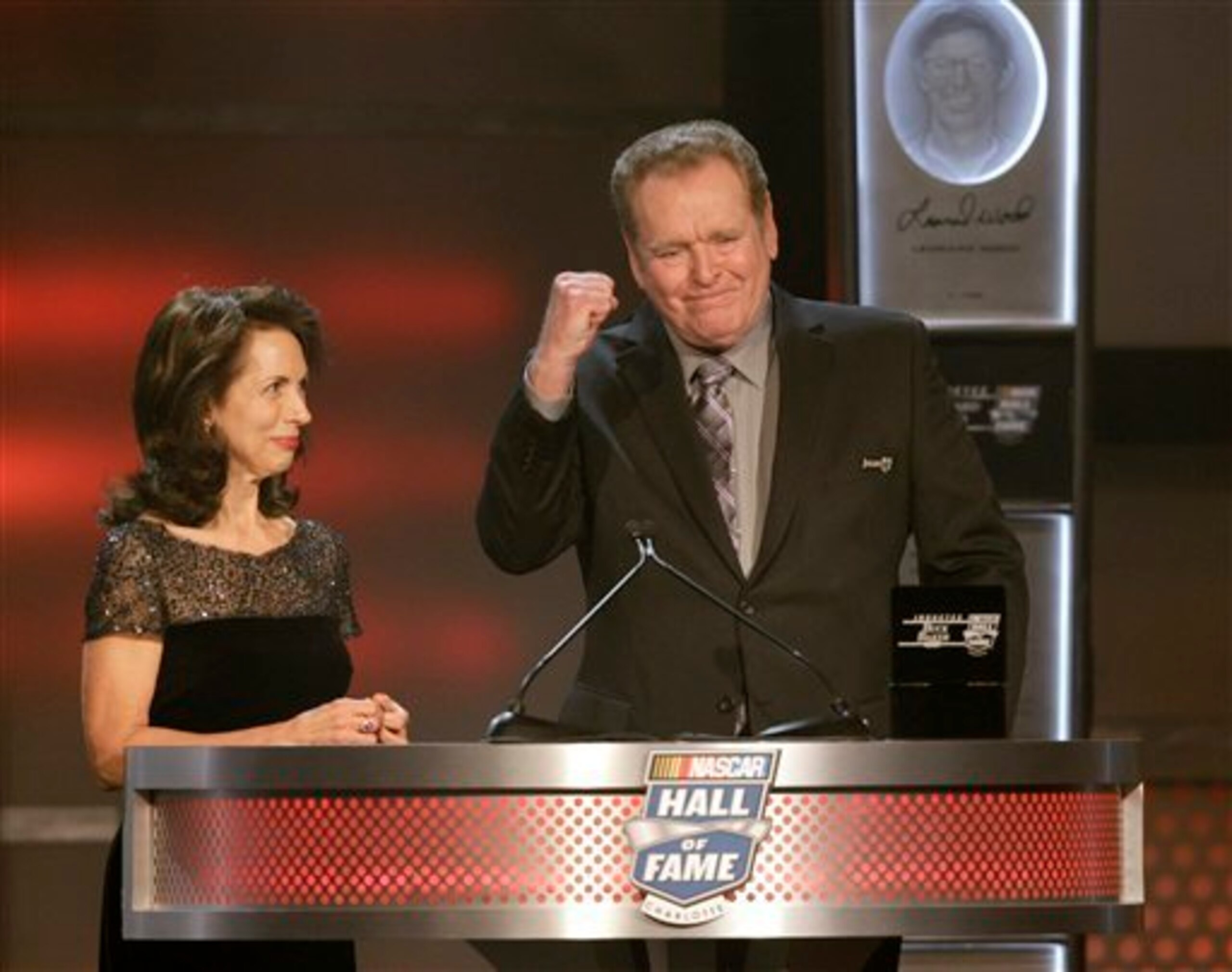 Buddy Baker at the 2013 induction of his late father, Buck Baker, into the NASCAR Hall of Fame.
