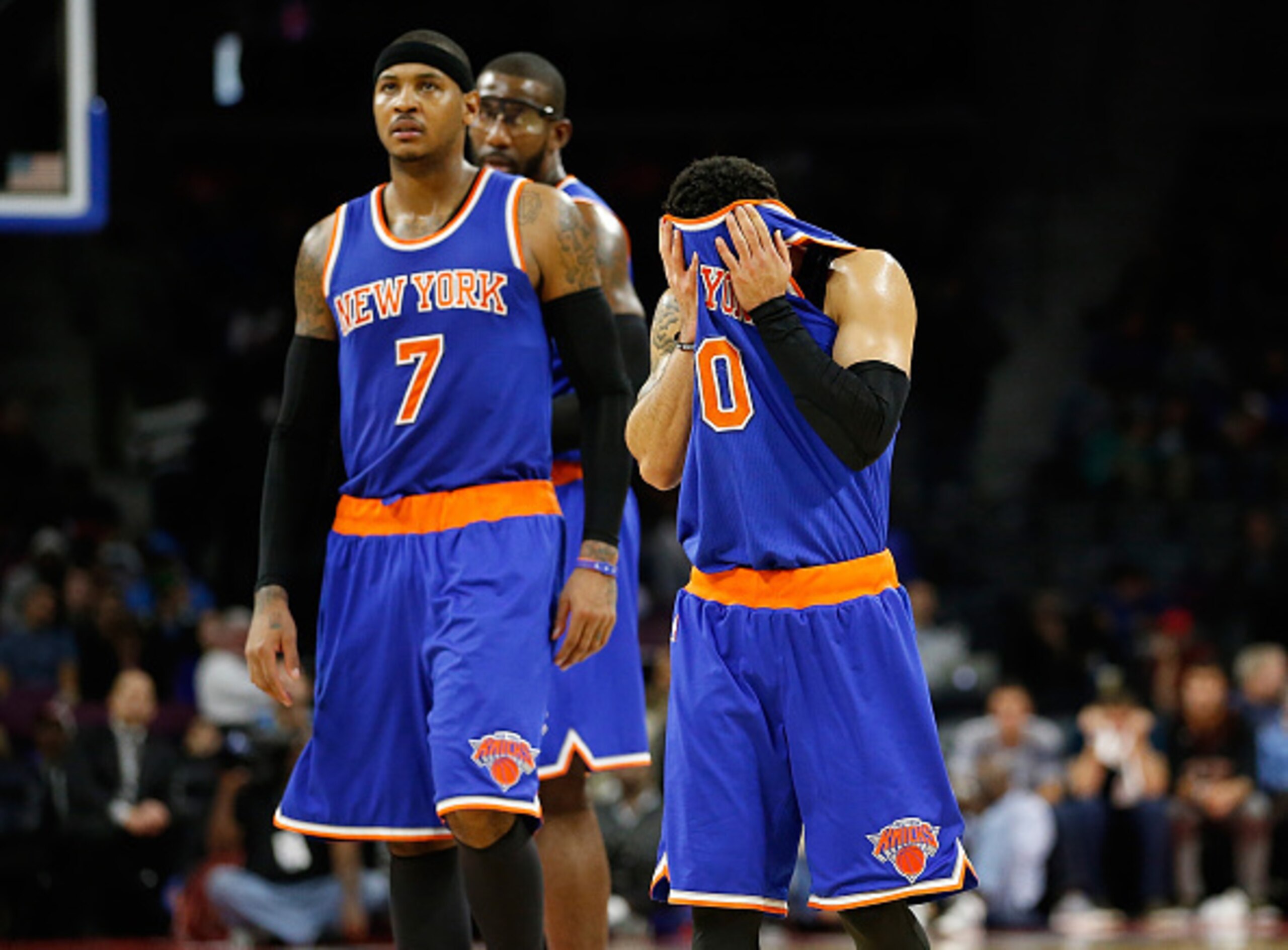 The Knicks' Shane Larkin buries his face after committing a late turnover on Nov. 5 versus the Detroit Pistons. The Knicks' Shane Larkin buries his face after committing a late turnover on Nov. 5 versus the Detroit Pistons.
