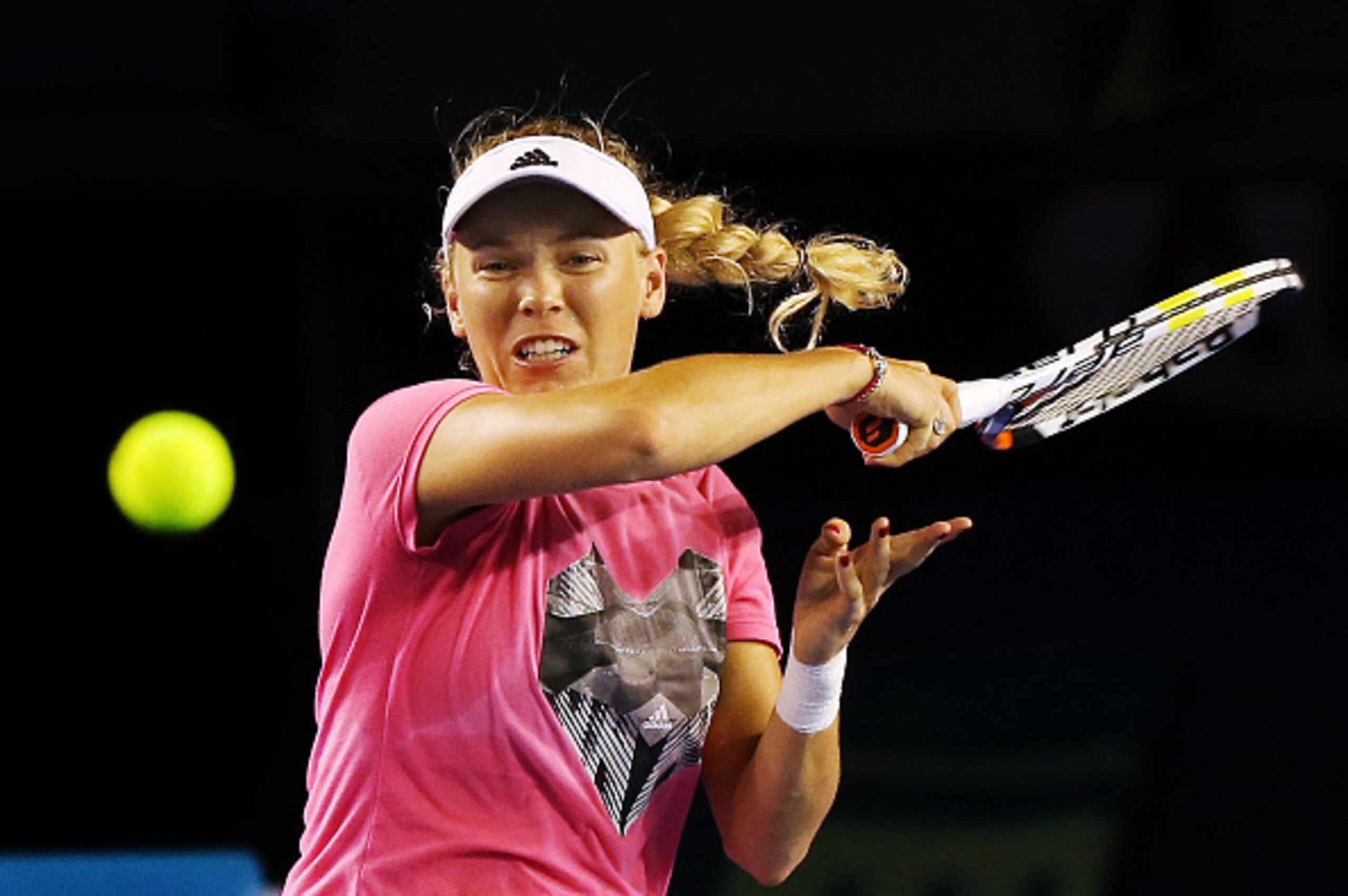 Caroline Wozniacki gets in some practice ahead of the 2015 Australian Open.