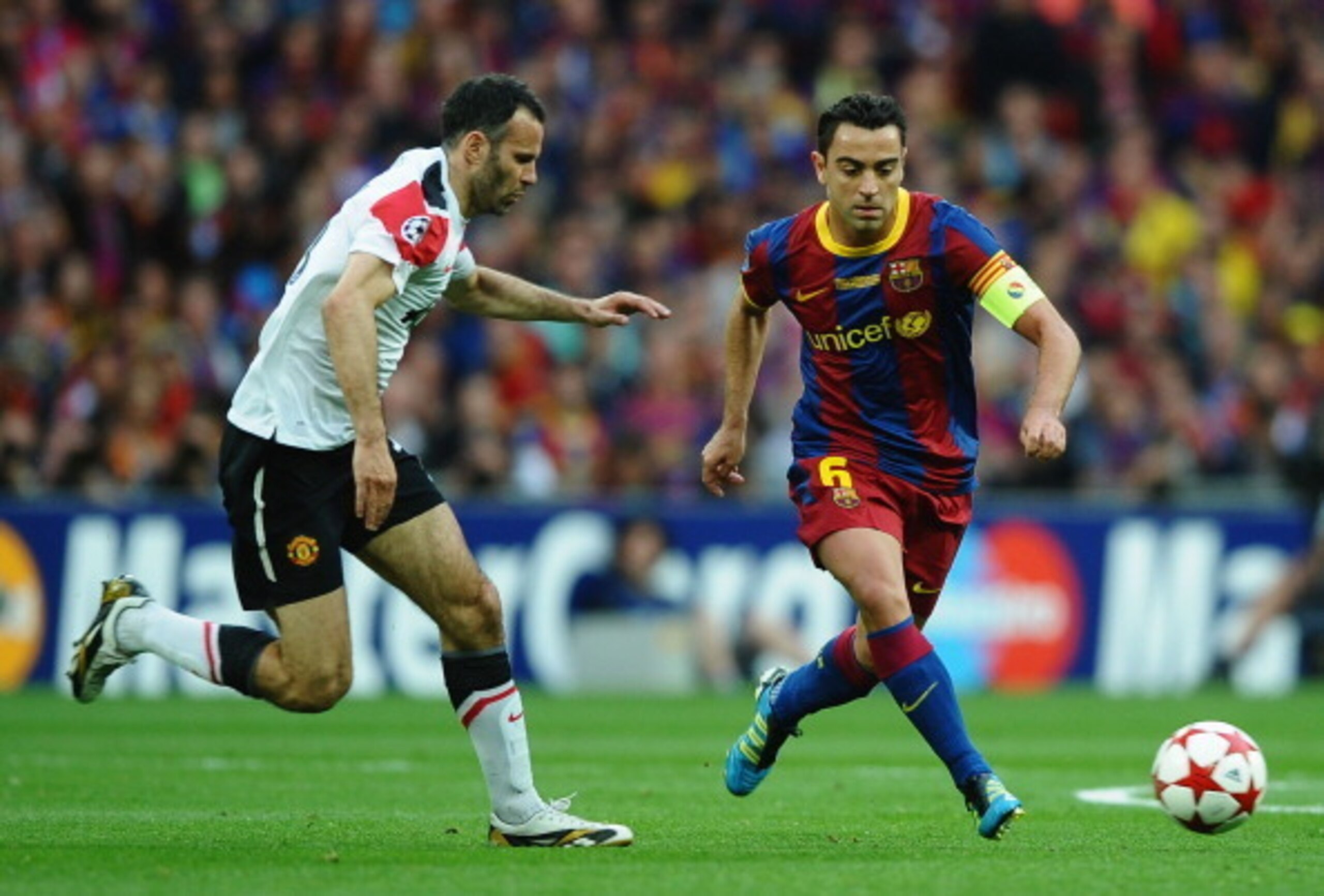For the second time in three years Xavi ran the show against Manchester United.