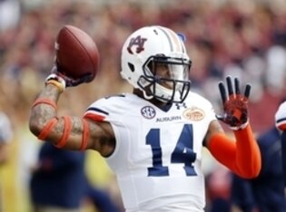 Jan 1, 2015; Tampa, FL, USA; Auburn Tigers quarterback Nick Marshall (14) before the game against the Wisconsin Badgers at the 2015 Outback Bowl at Raymond James Stadium. Mandatory Credit: Mark Zerof-USA TODAY Sports