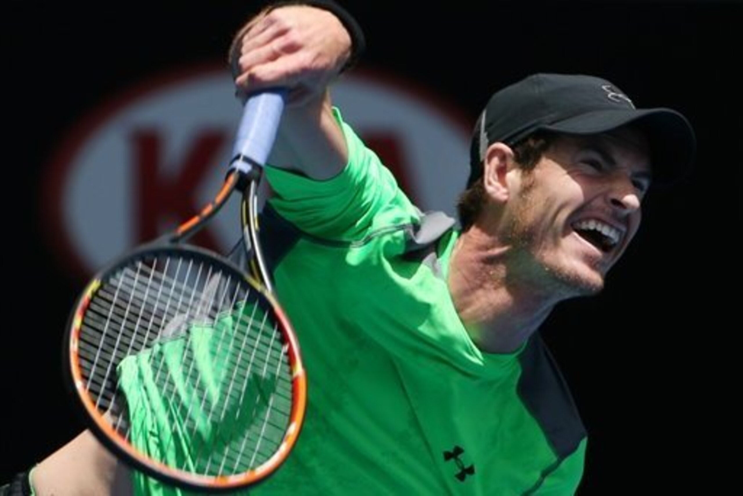 Andy Murray serves during his first-round match at the 2015 Australian Open.
