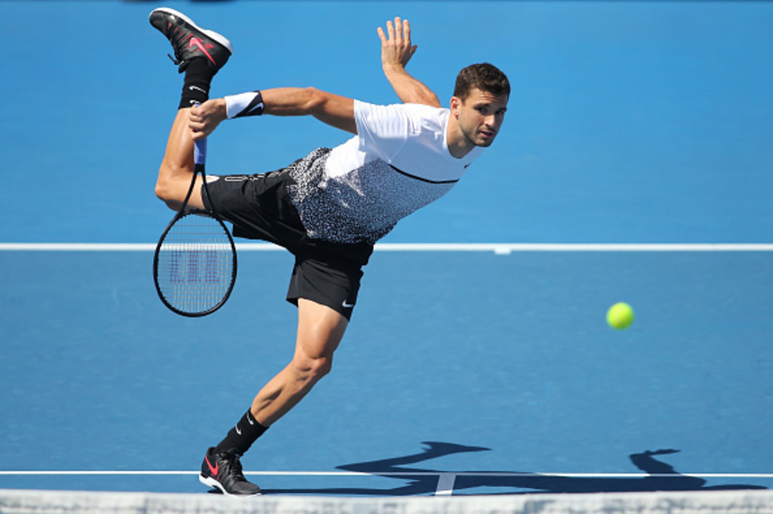 Grigor Dimitrov during his opening-round match at the 2015 Australian Open.