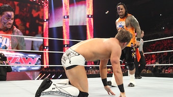 Jimmy Uso stares down The Miz.
