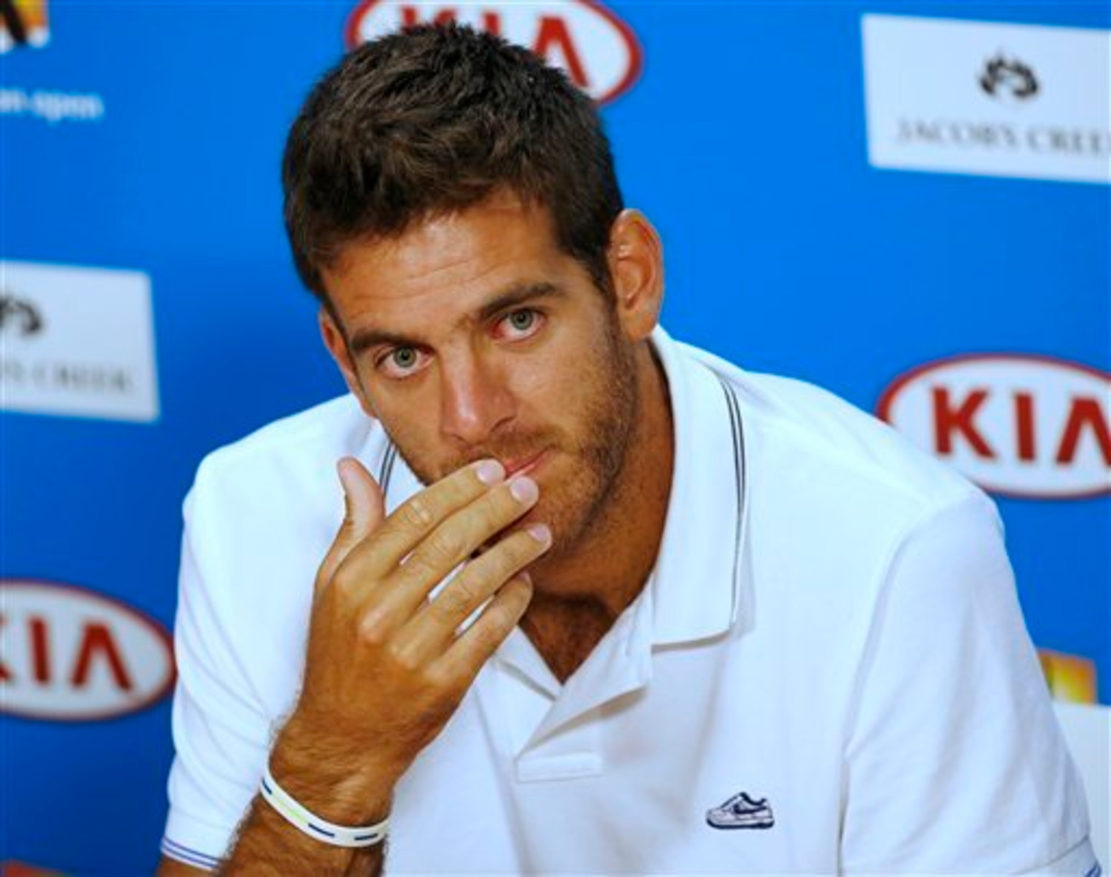 Juan Martin del Potro takes questions after announcing his withdrawal from the 2015 Australian Open.