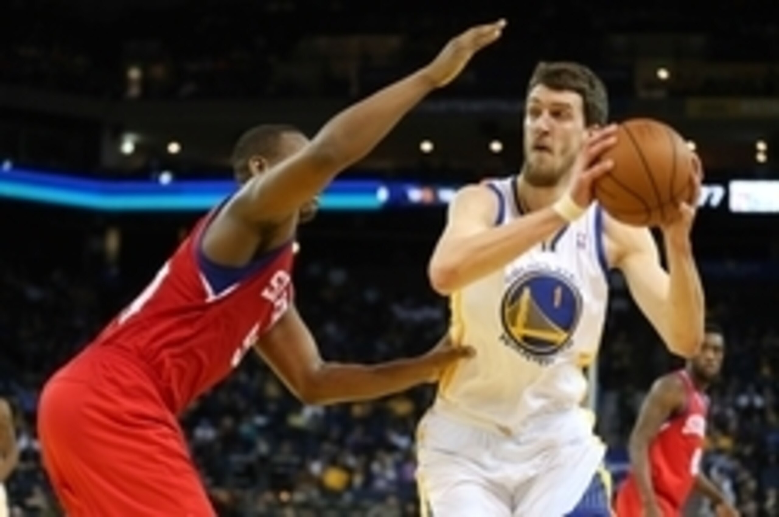 Ognjen Kuzmic positions himself to score.