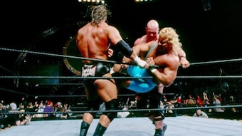 Mr. Perfect survives elimination in the 2002 Royal Rumble.