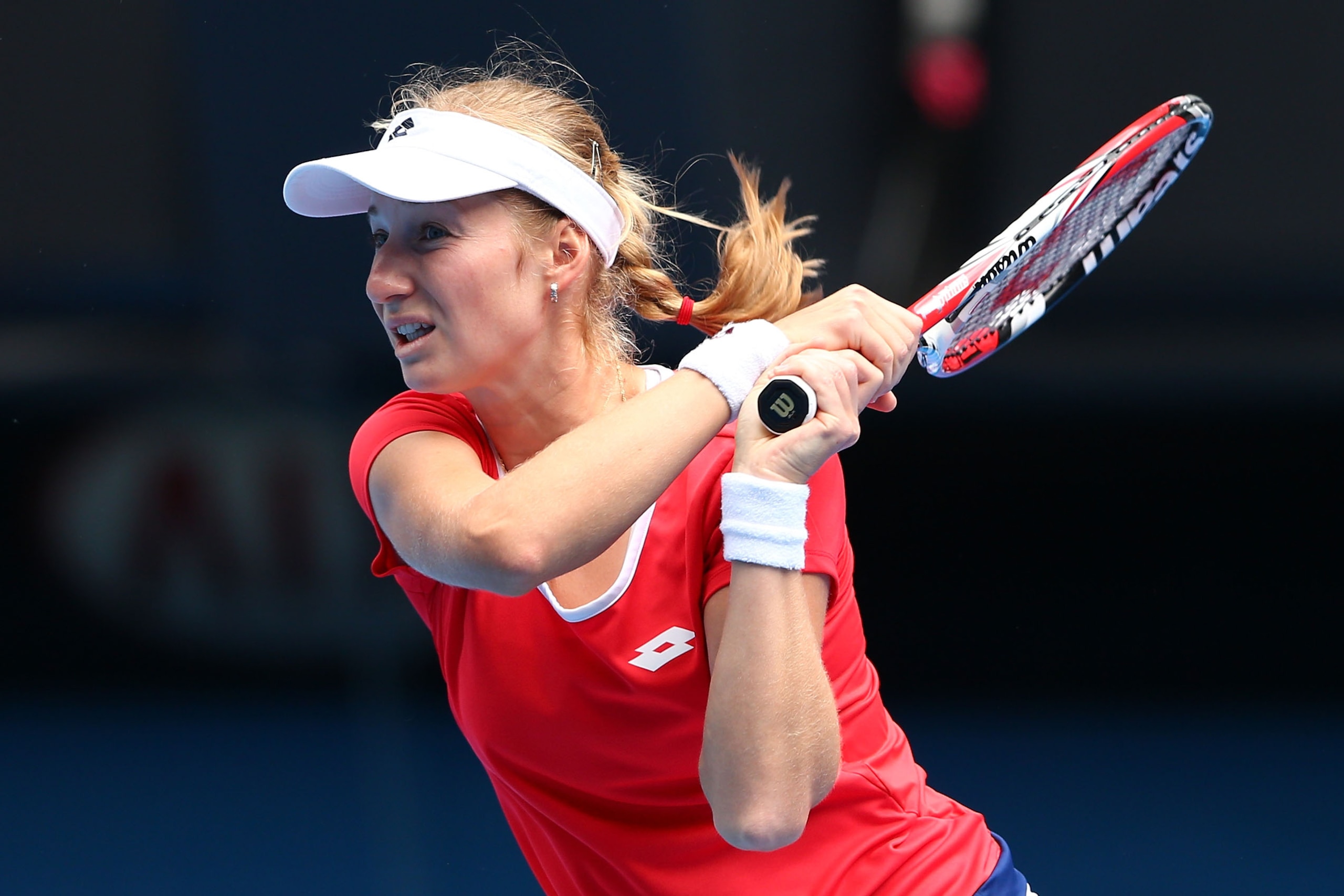 Ekaterina Makarova hits a backhand during the quarterfinals at the 2015 Australian Open.