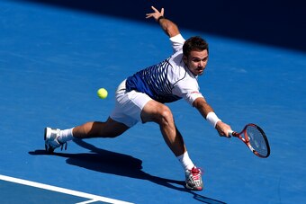 Stan Wawrinka tries to make a play during his quarterfinal match at the 2015 Australian Open.