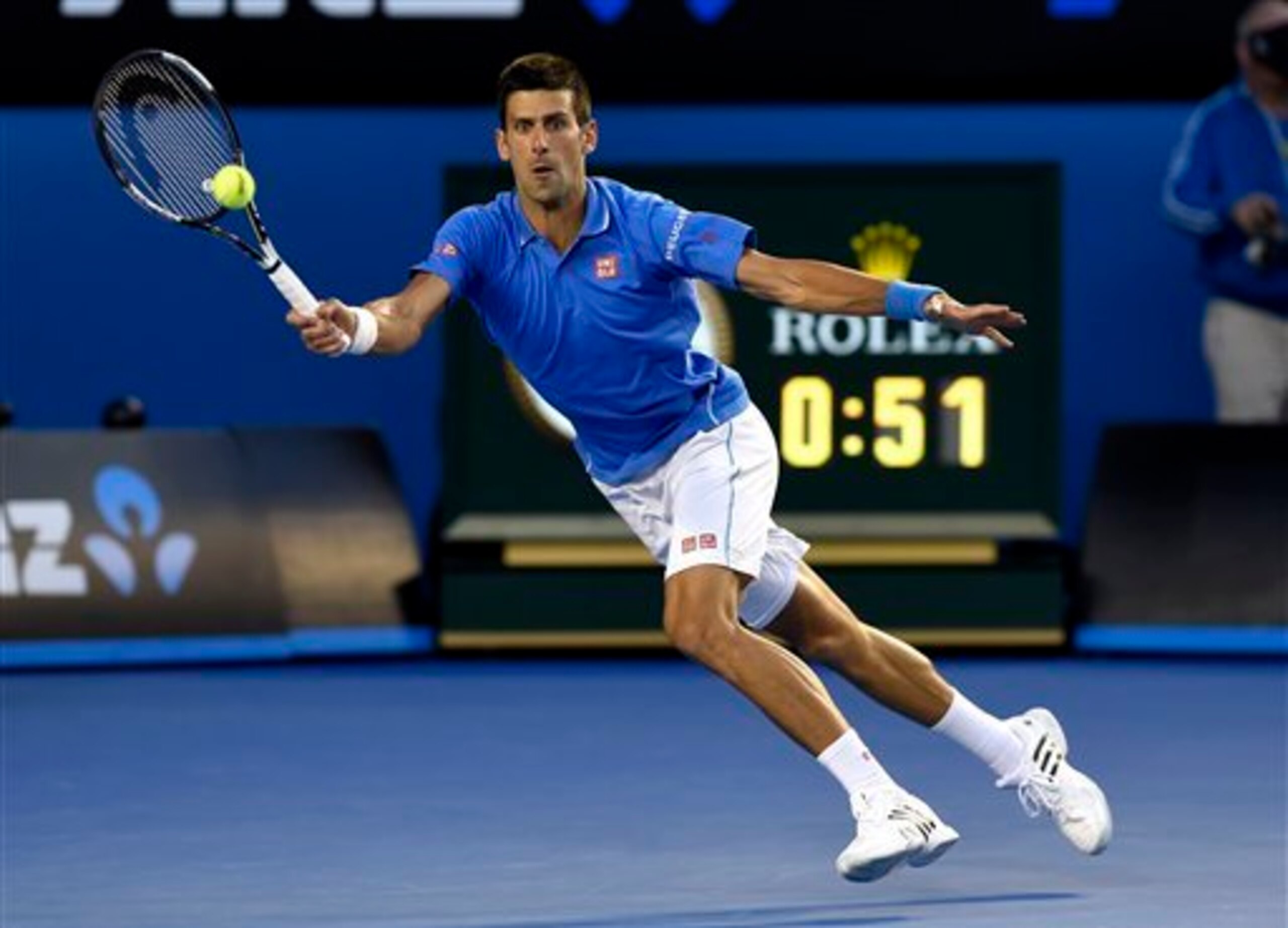 Novak Djokovic during his quarterfinal match at the 2015 Australian Open.