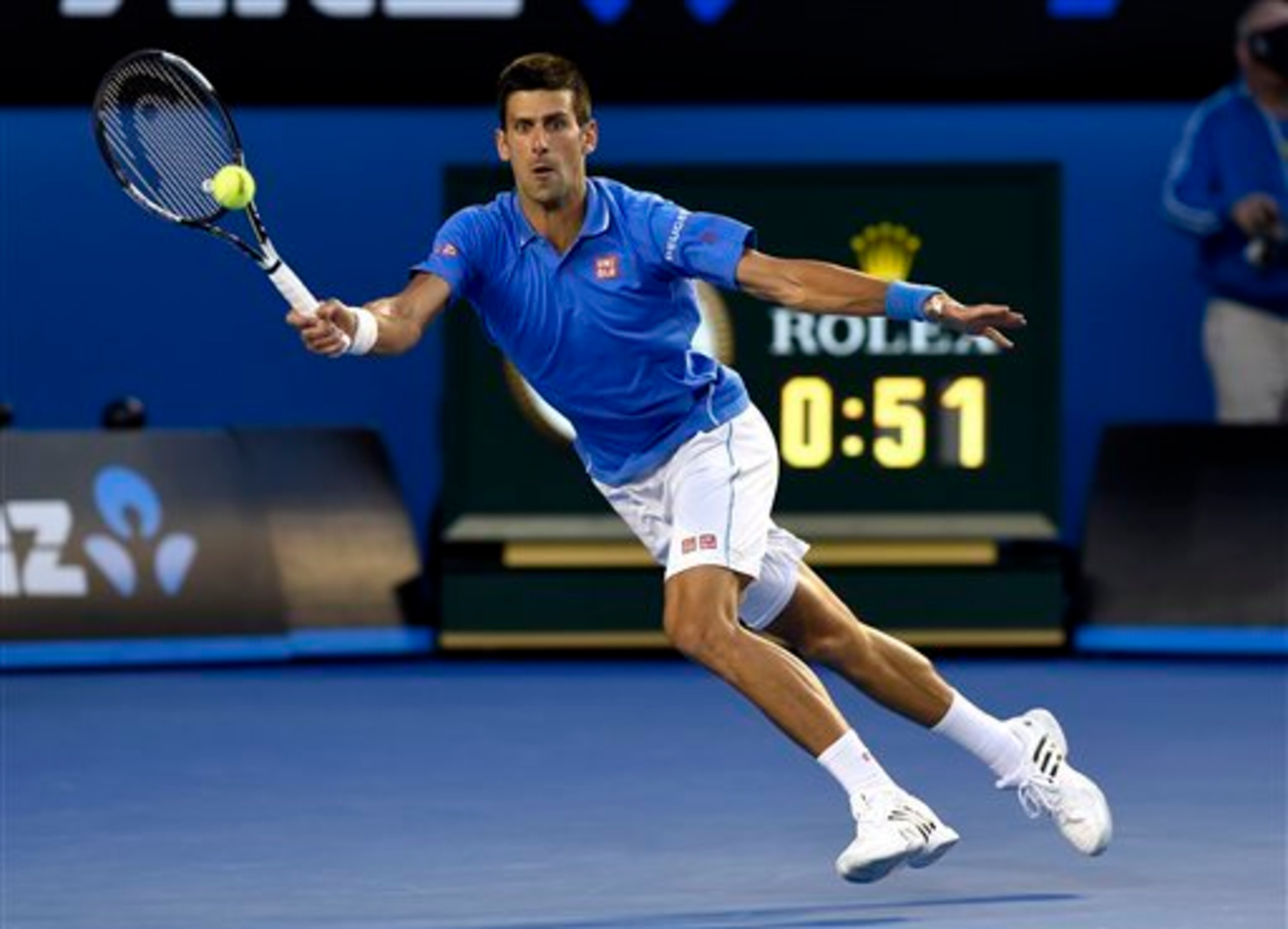 Novak Djokovic during his quarterfinal match at the 2015 Australian Open.