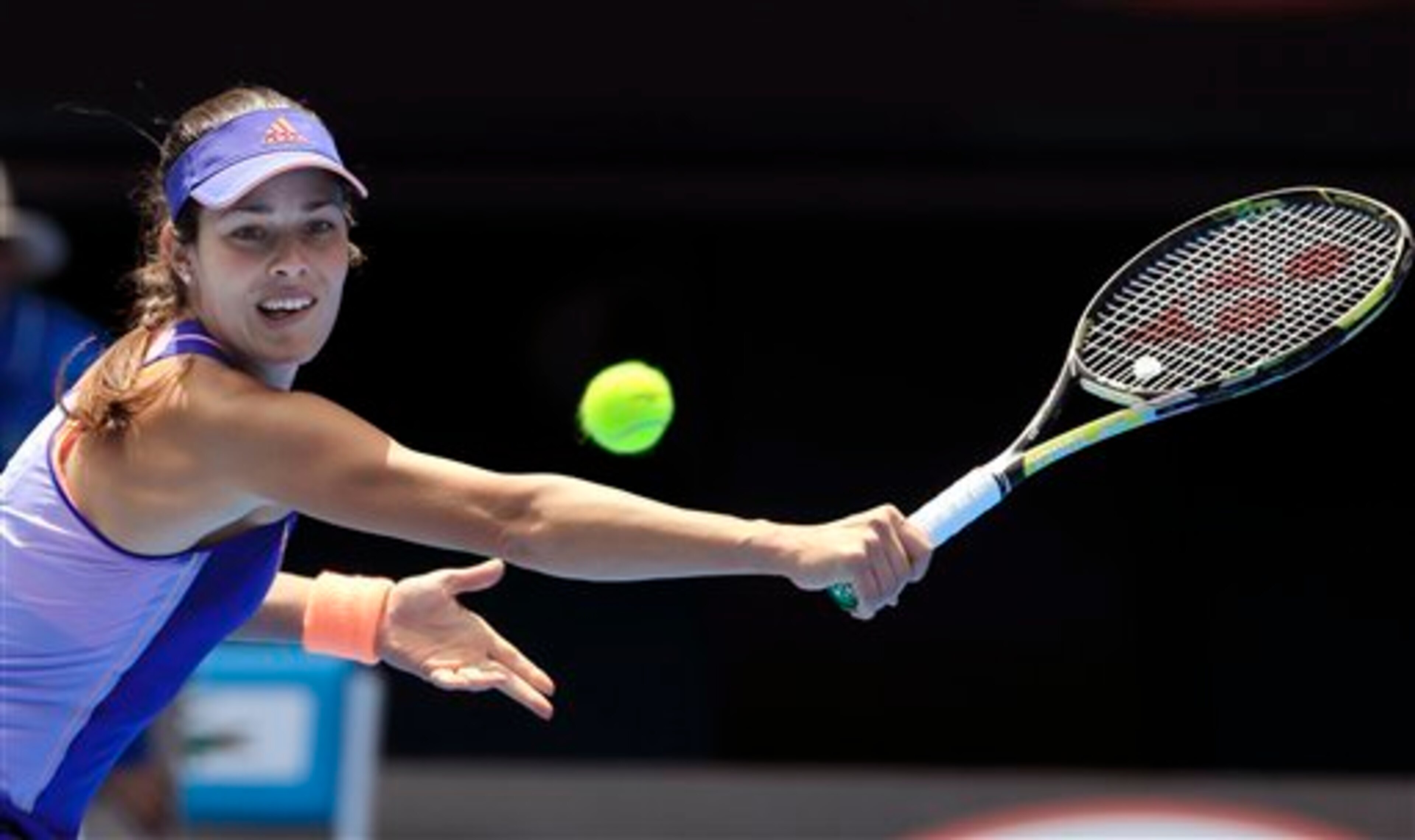 Ana Ivanovic focuses on the ball during her first-round loss at the 2015 Australian Open.