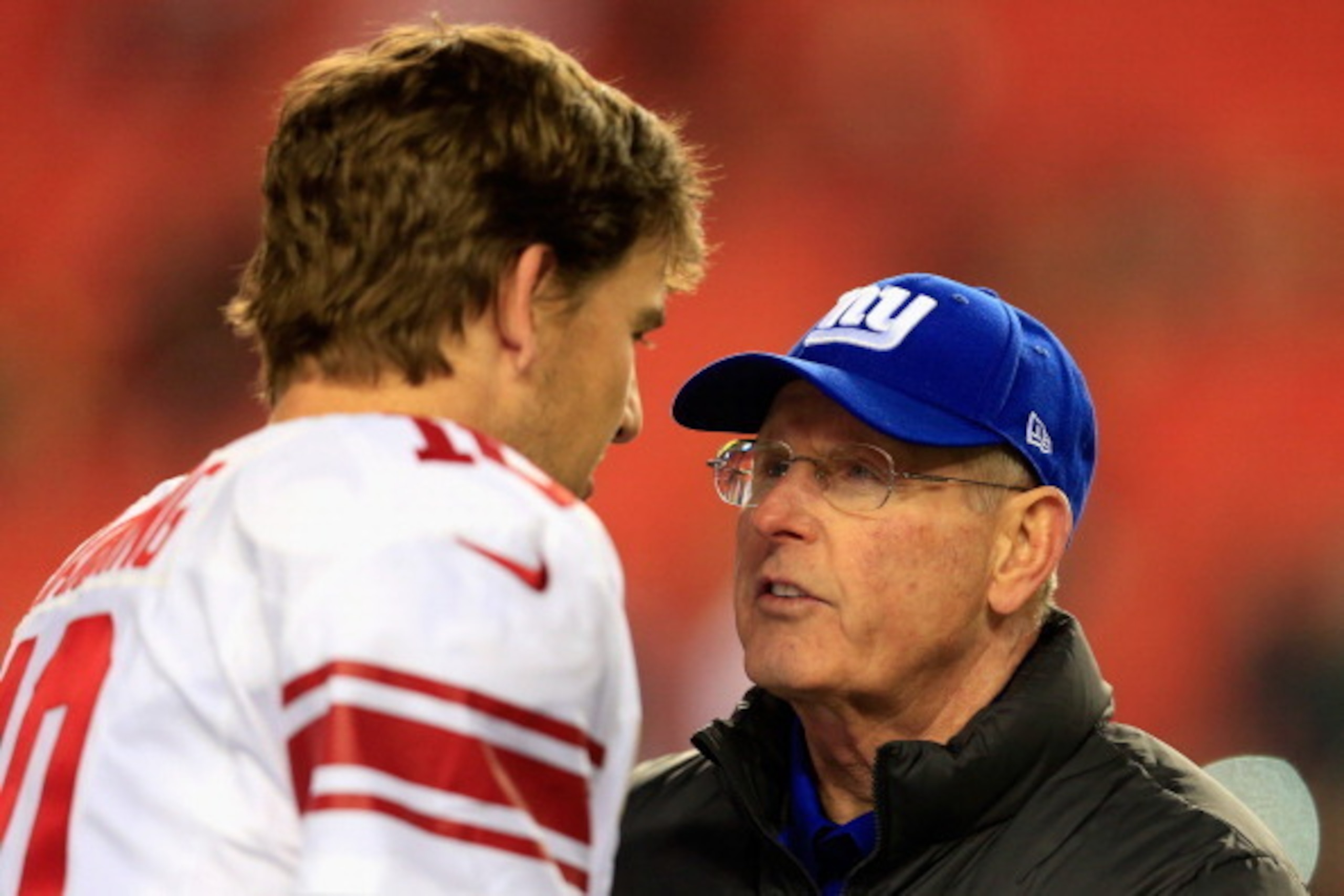 Giants QB Eli Manning with head coach Tom Coughlin