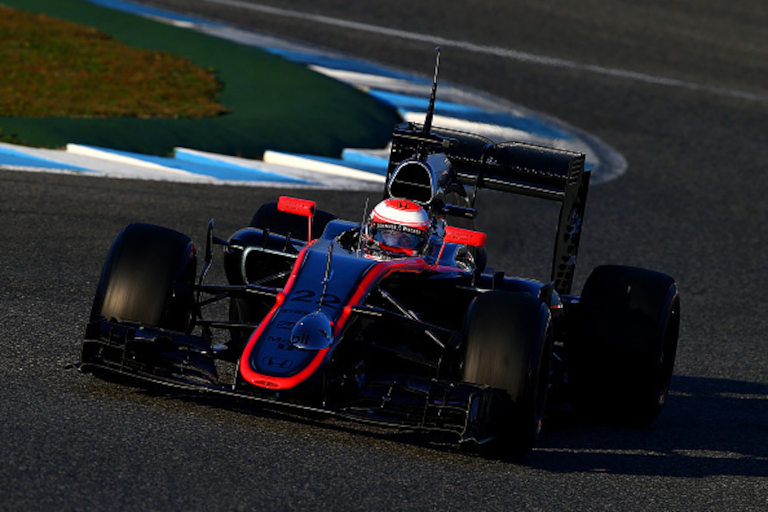 Button sporting his new helmet design.