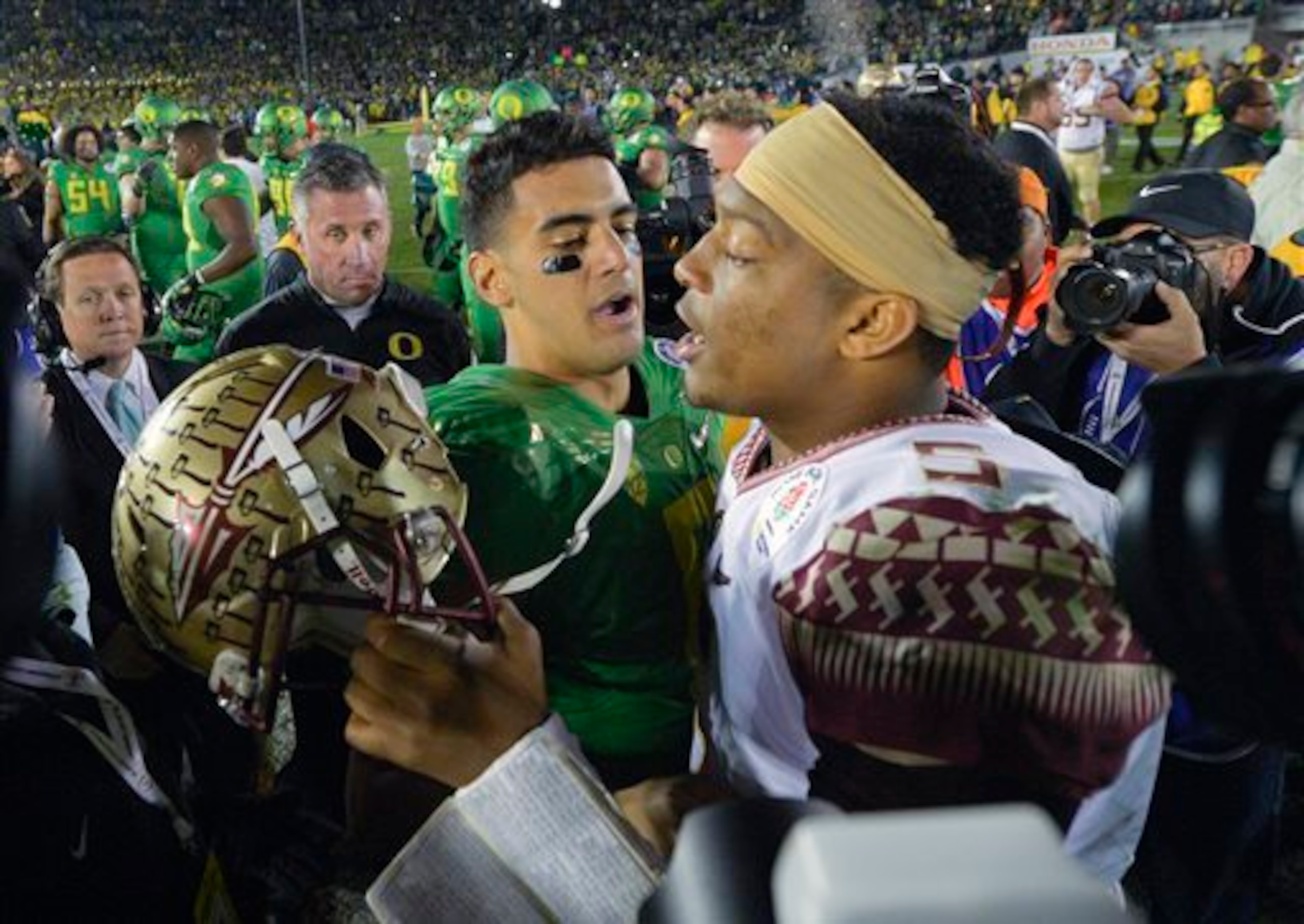 Oregon QB Marcus Mariota and Florida State QB Jameis Winston