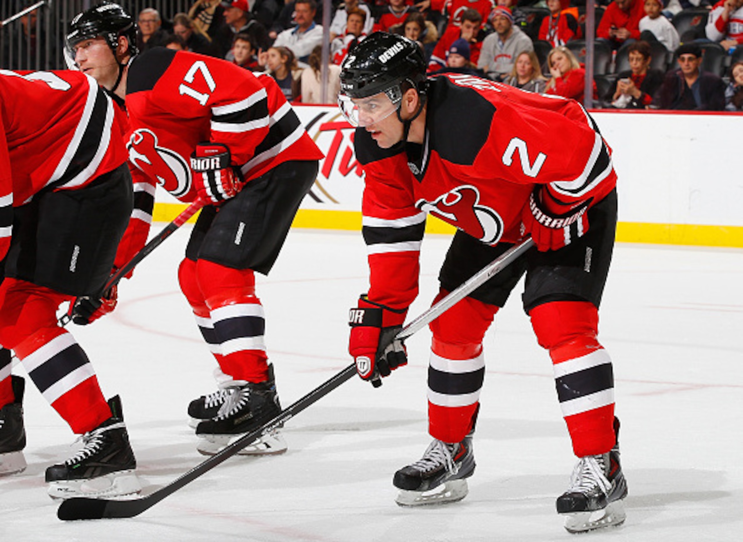 Marek Zidlicky waits for a faceoff.