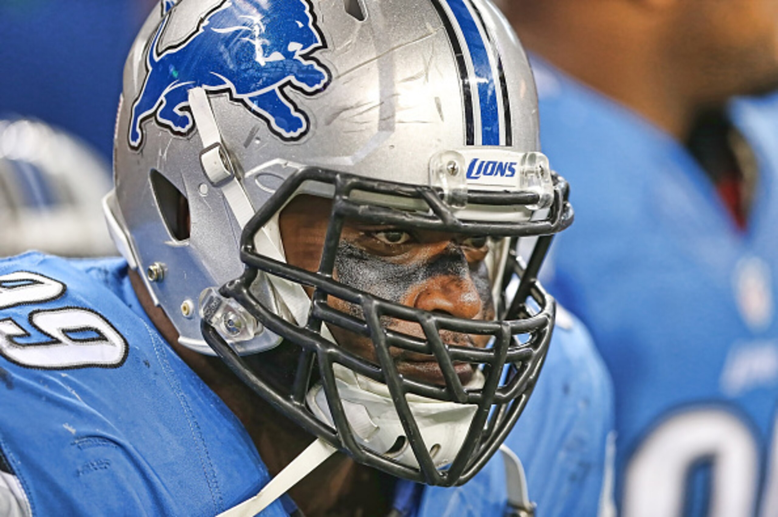 DETROIT, MI - OCTOBER 19:  C.J. Mosley #99 of the Detroit Lions watches the action from the sidelines during the fourth quarter of the game against the New Orleans Saints at Ford Field on October 19, 2014 in Detroit, Michigan. The Lions defeated the Saint