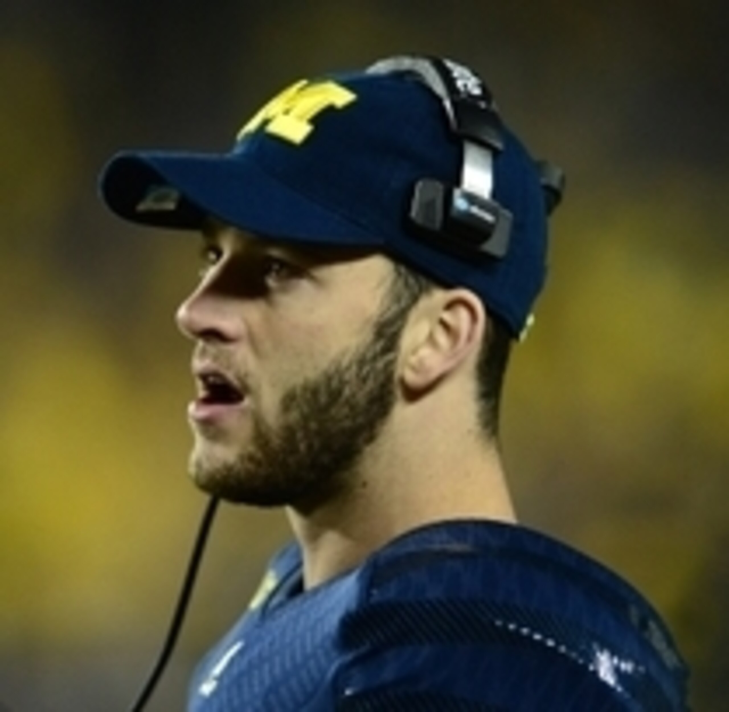 Oct 11, 2014; Ann Arbor, MI, USA; Michigan Wolverines quarterback Shane Morris (7) against the Penn State Nittany Lions at Michigan Stadium. Mandatory Credit: Andrew Weber-USA TODAY Sports