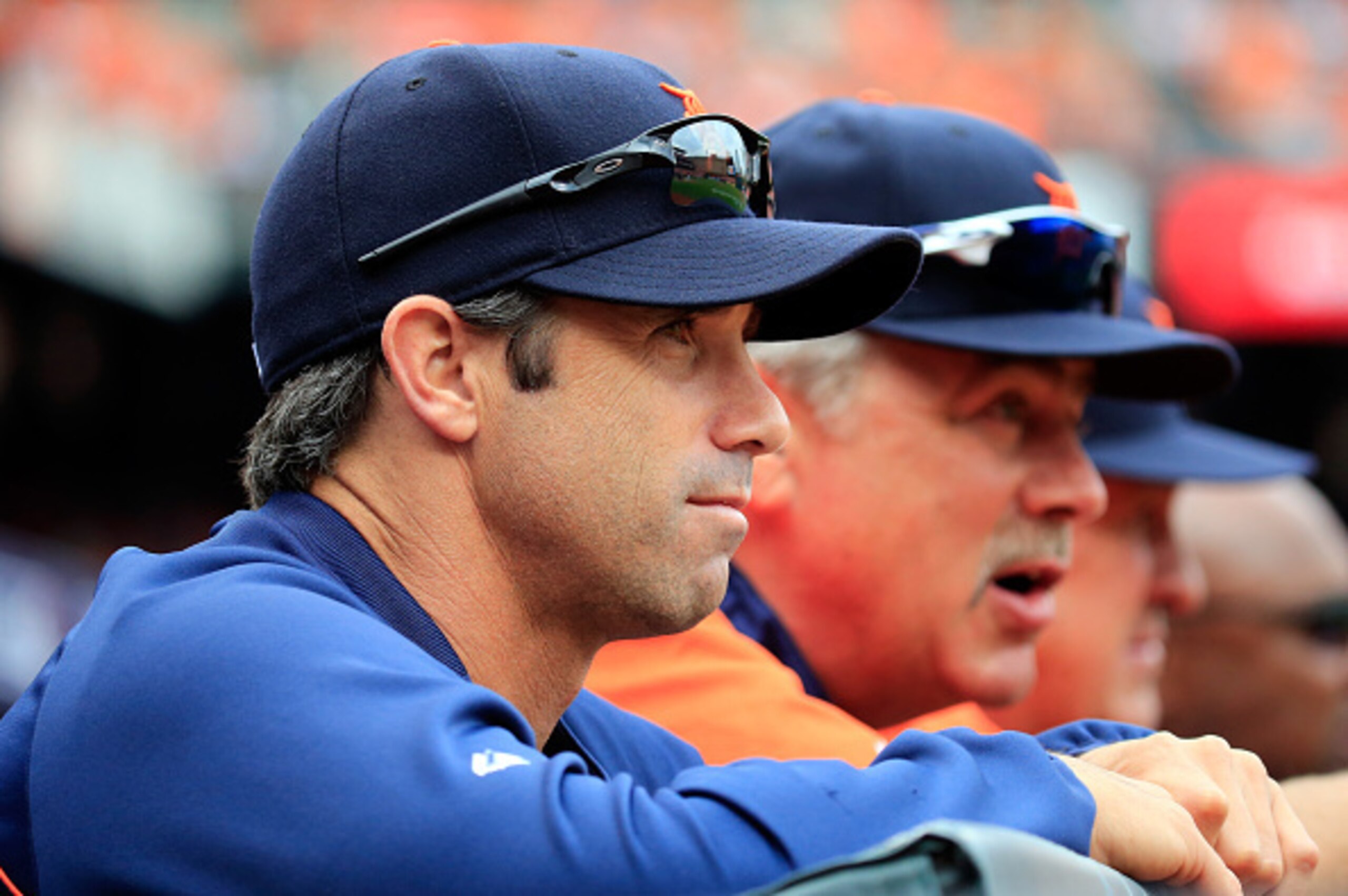Tigers' manager Brad Ausmus (left) and pitching coach Jeff Jones (right)