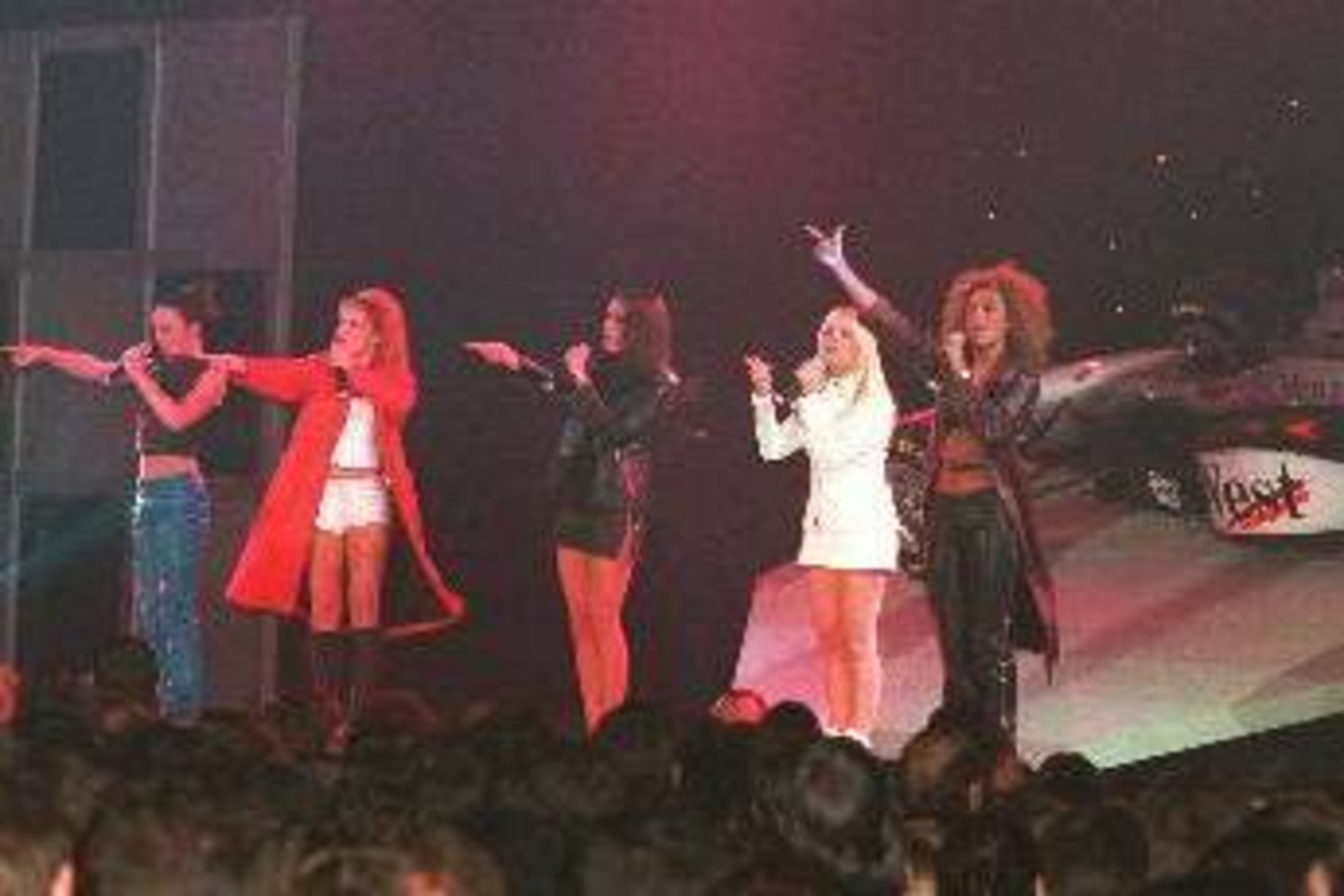 The Spice Girls perform at the 1997 McLaren launch.