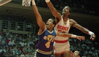 Adrian Dantley Attempting a Layup for the Utah Jazz in 1985