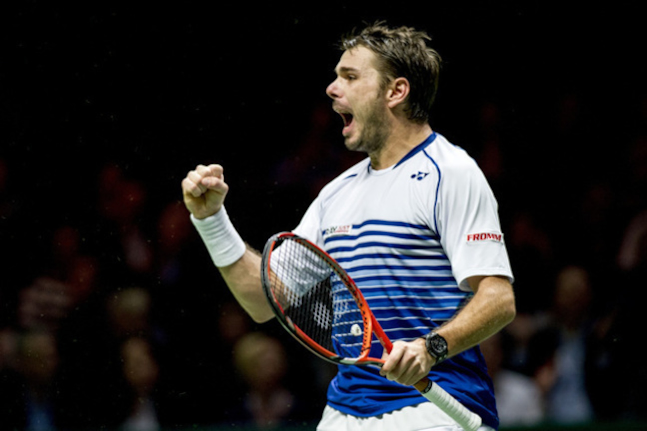 Stan Wawrinka reacts to winning the ABN Amro World Tennis Tournament in Rotterdam.