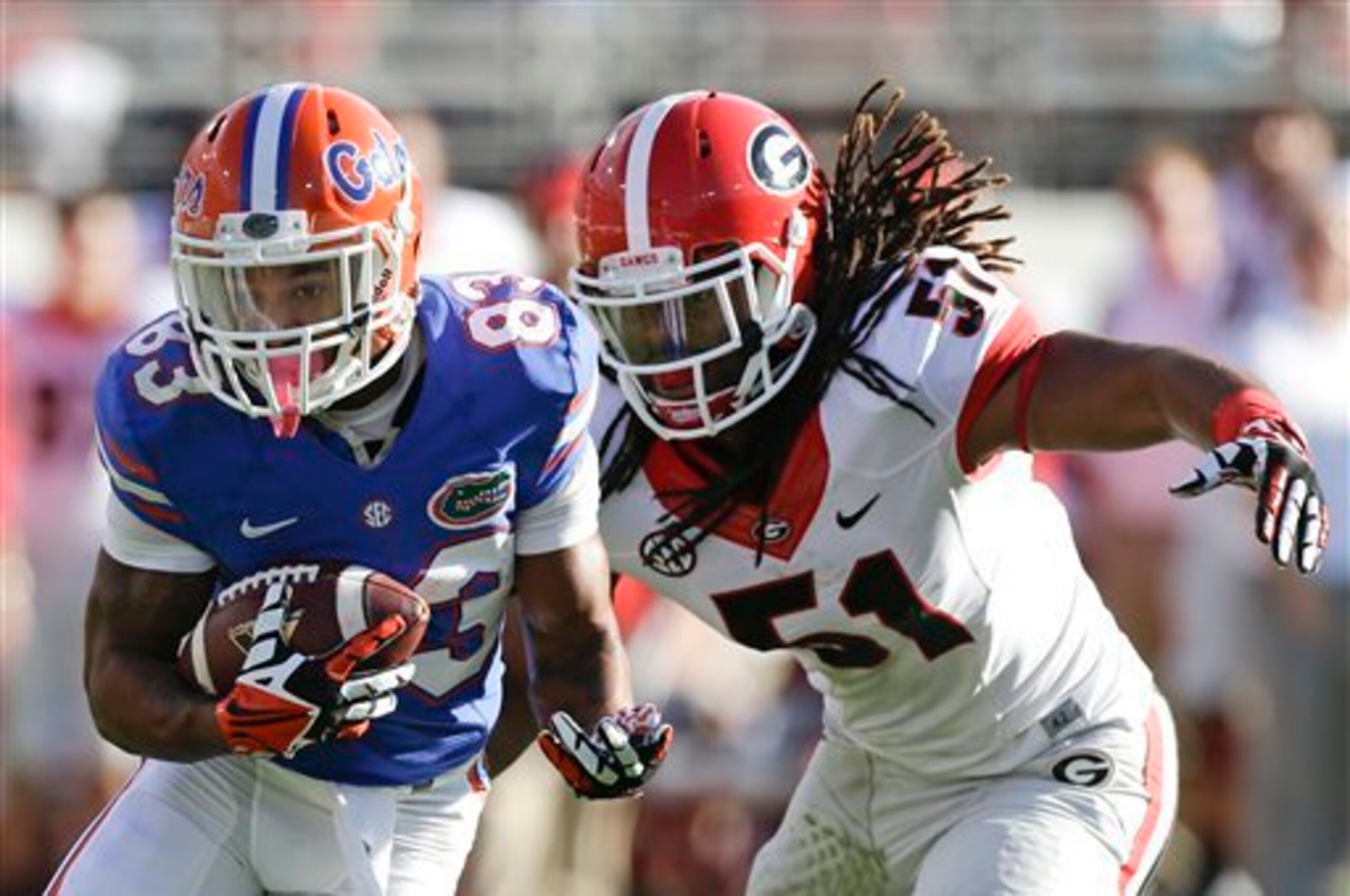 Georgia's Ramik Wilson pursues a Florida receiver. Georgia's Ramik Wilson pursues a Florida receiver.