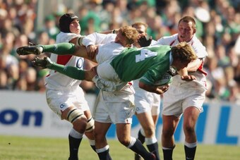 Jonny Wilkinson's huge hit on second-rower Malcolm O'Kelly set the tone for the Grand Slam match in 2003