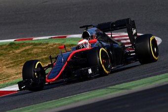 Jenson Button in the McLaren-Honda MP4-30 on Sunday.