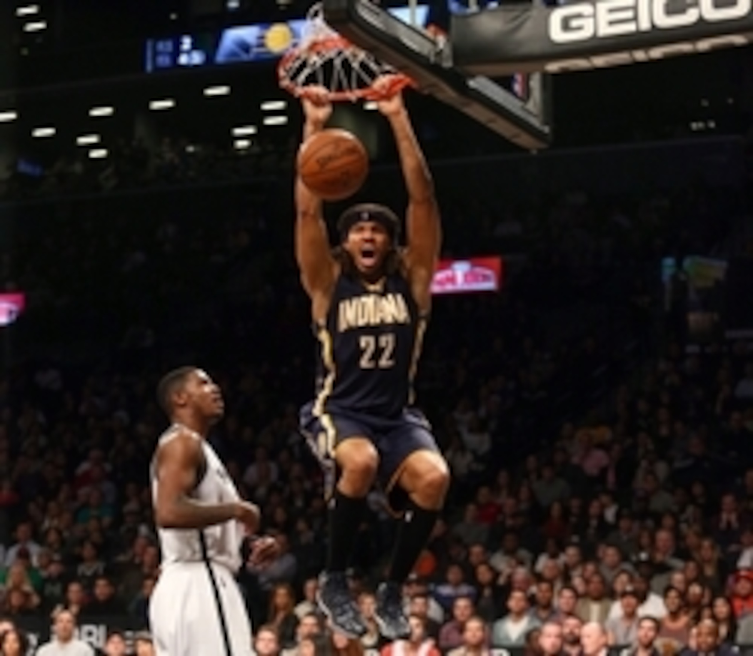 Chris Copeland dunks against the Brooklyn Nets in Dec. 2014.