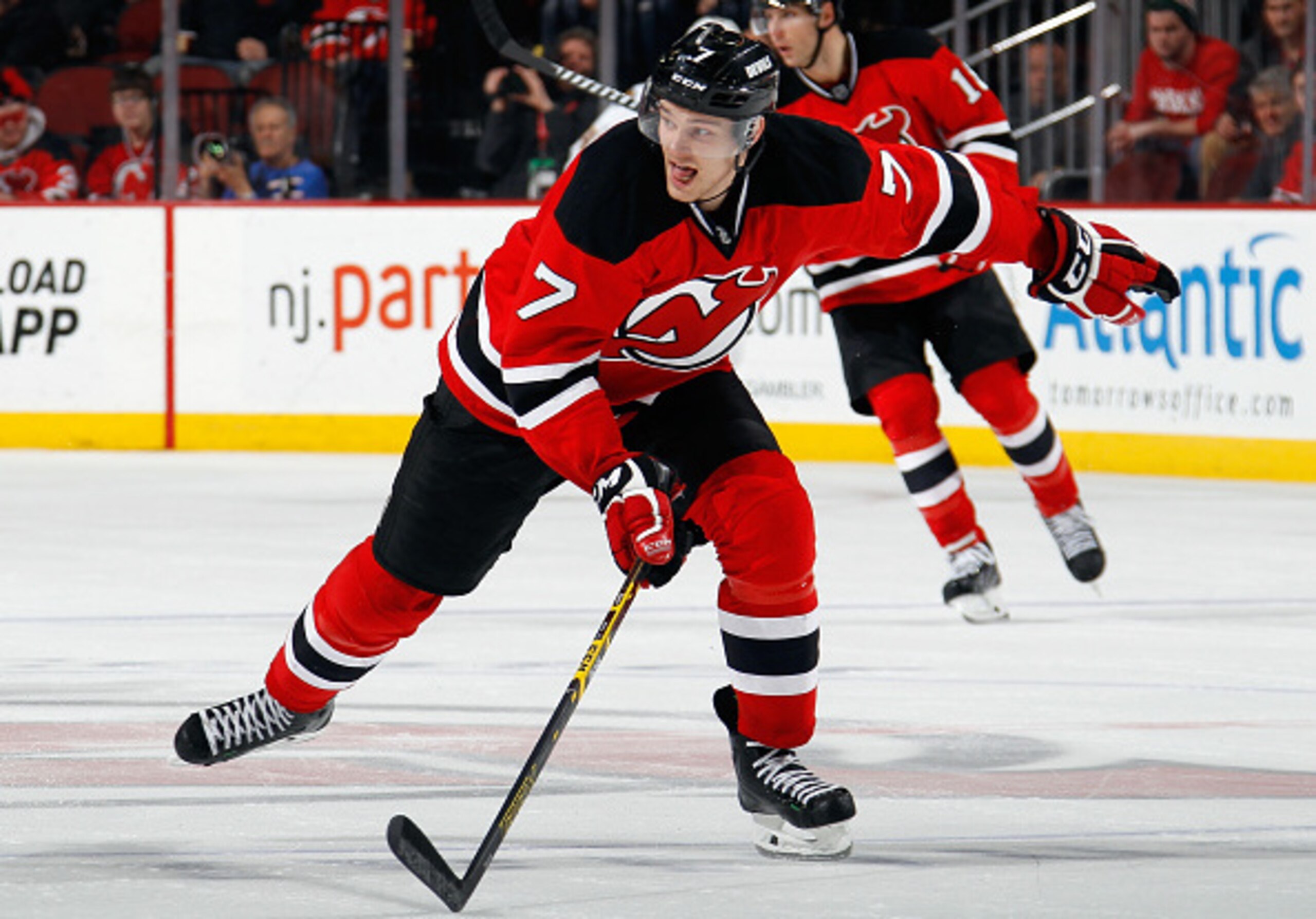 Jon Merrill skates through the neutral zone. Jon Merrill skates through the neutral zone.
