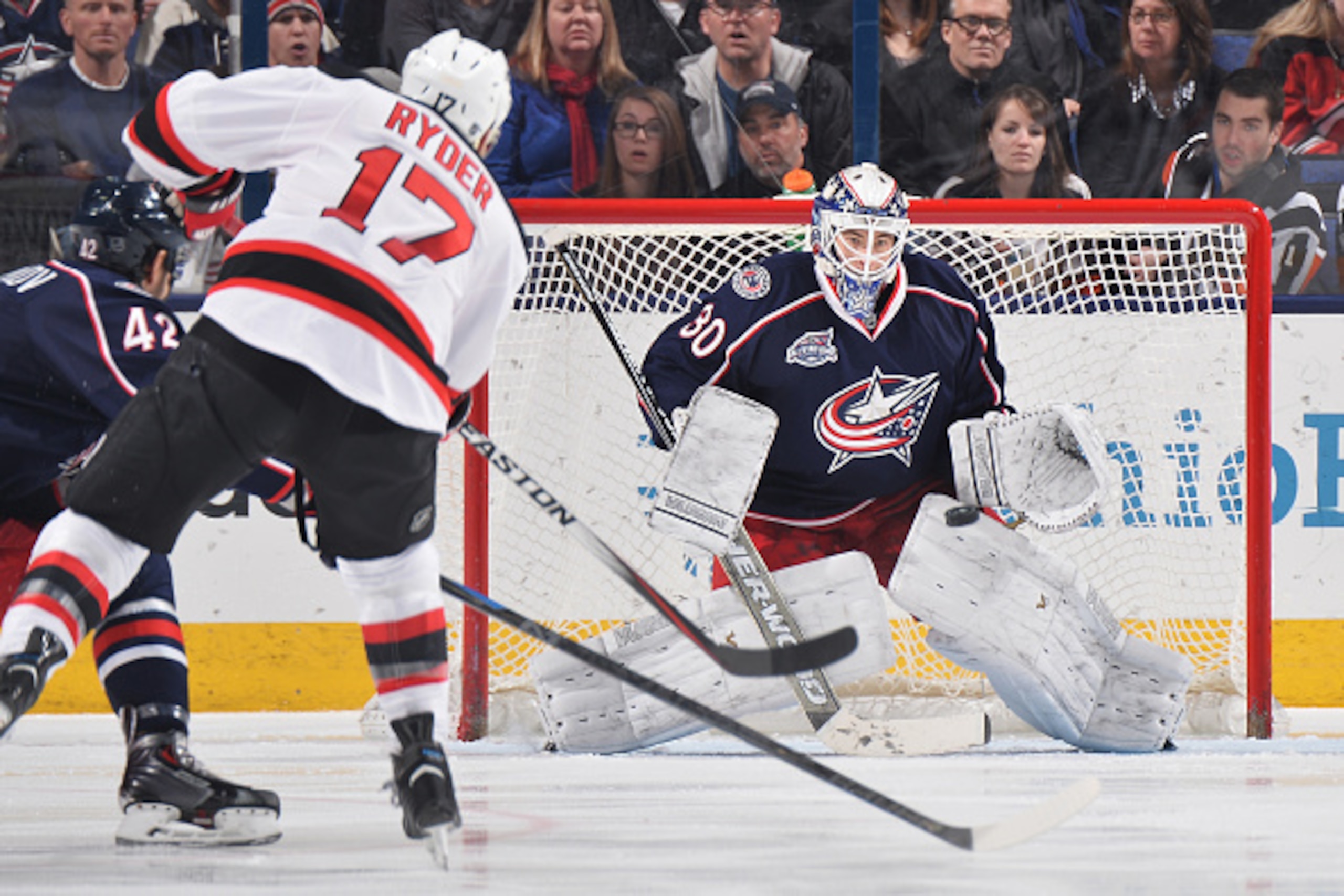 Michael Ryder unleashes a shot during a rare appearance in the lineup. Michael Ryder unleashes a shot during a rare appearance in the lineup.