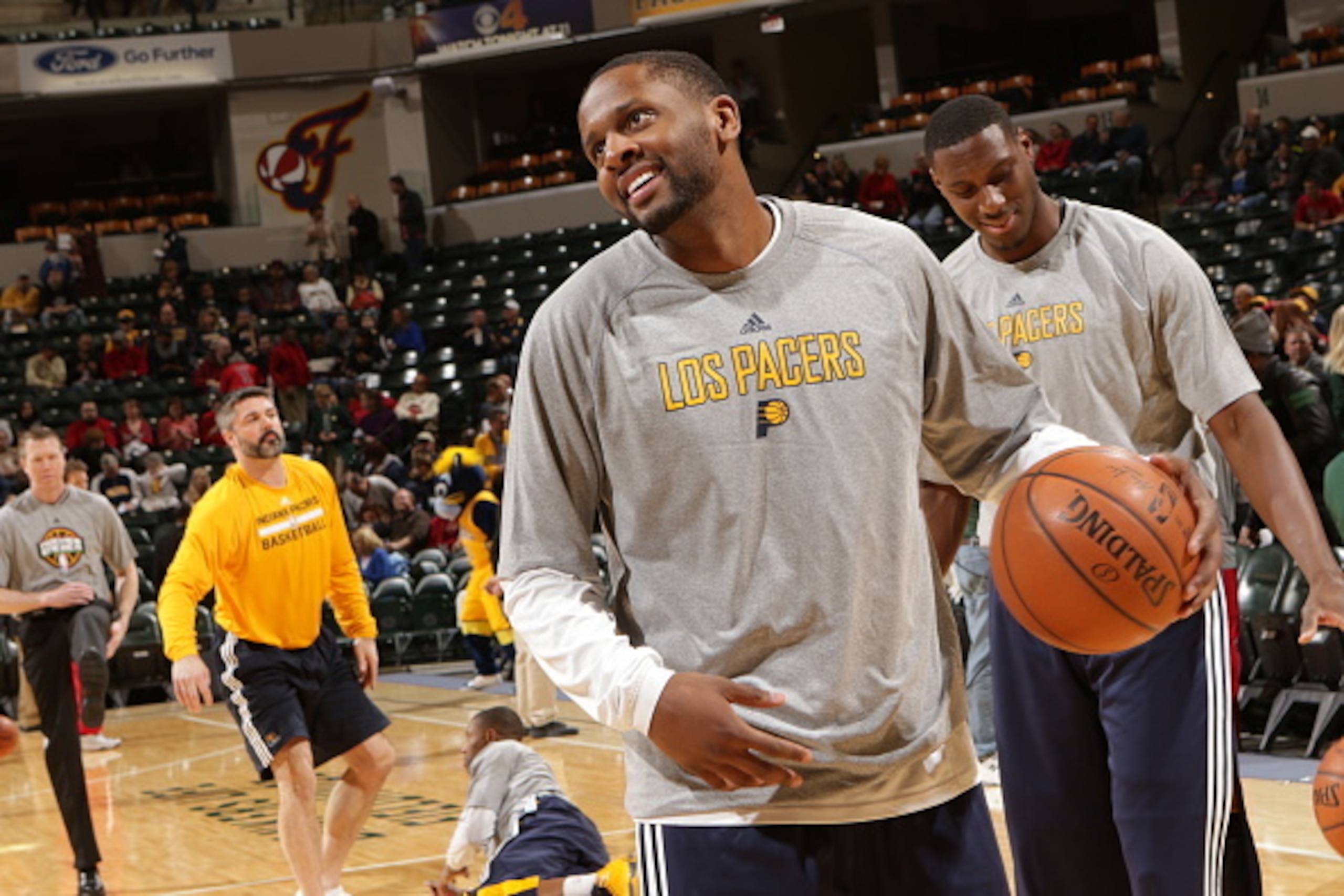 Indiana Pacers guard/forward C.J. Miles warms up prior to the game against the Chicago Bulls on March 6.