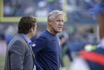 John Schneider and Pete Carroll are looking for two new starting interior offensive linemen.