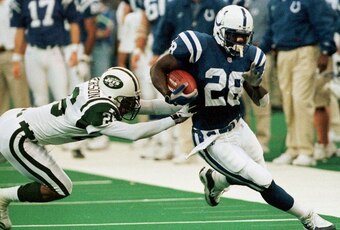 Due to off-the-field issues, the Colts traded the game's my dynamic running back, Marshall Faulk, in 1999.