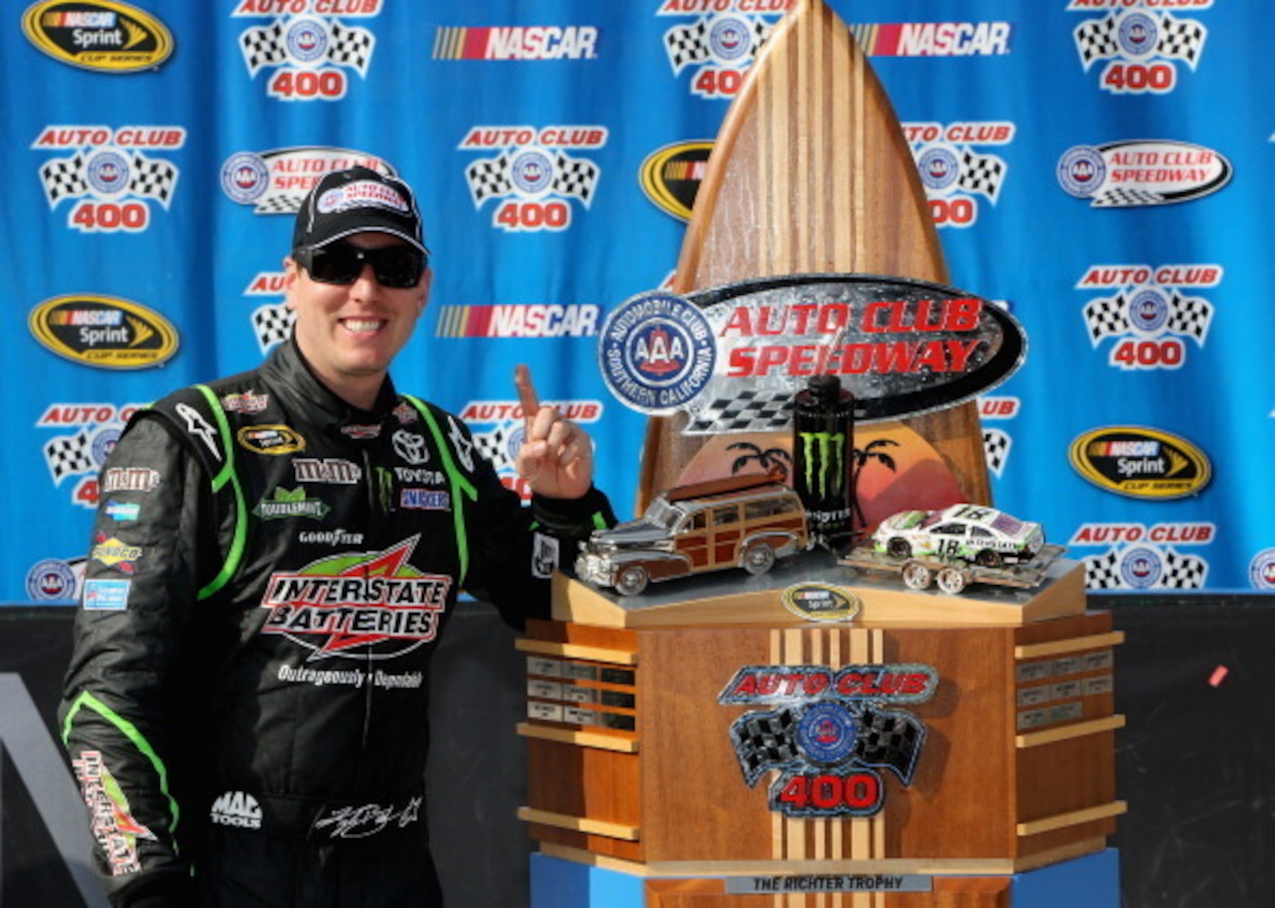 The injured Kyle Busch will not have the opportunity to go for a third consecutive win at Auto Club Speedway.