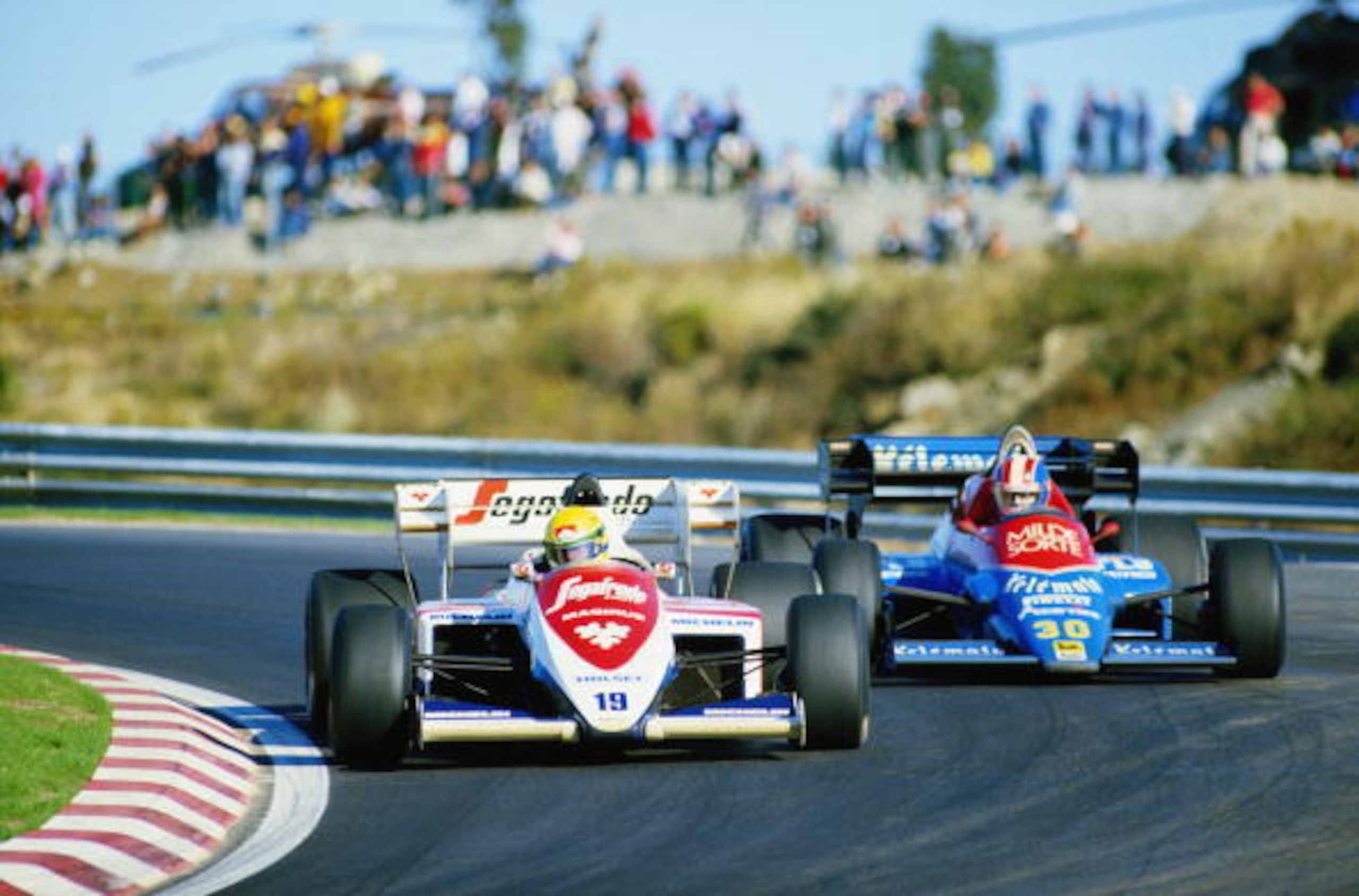 Senna en route to third in his final race for Toleman at Estoril.