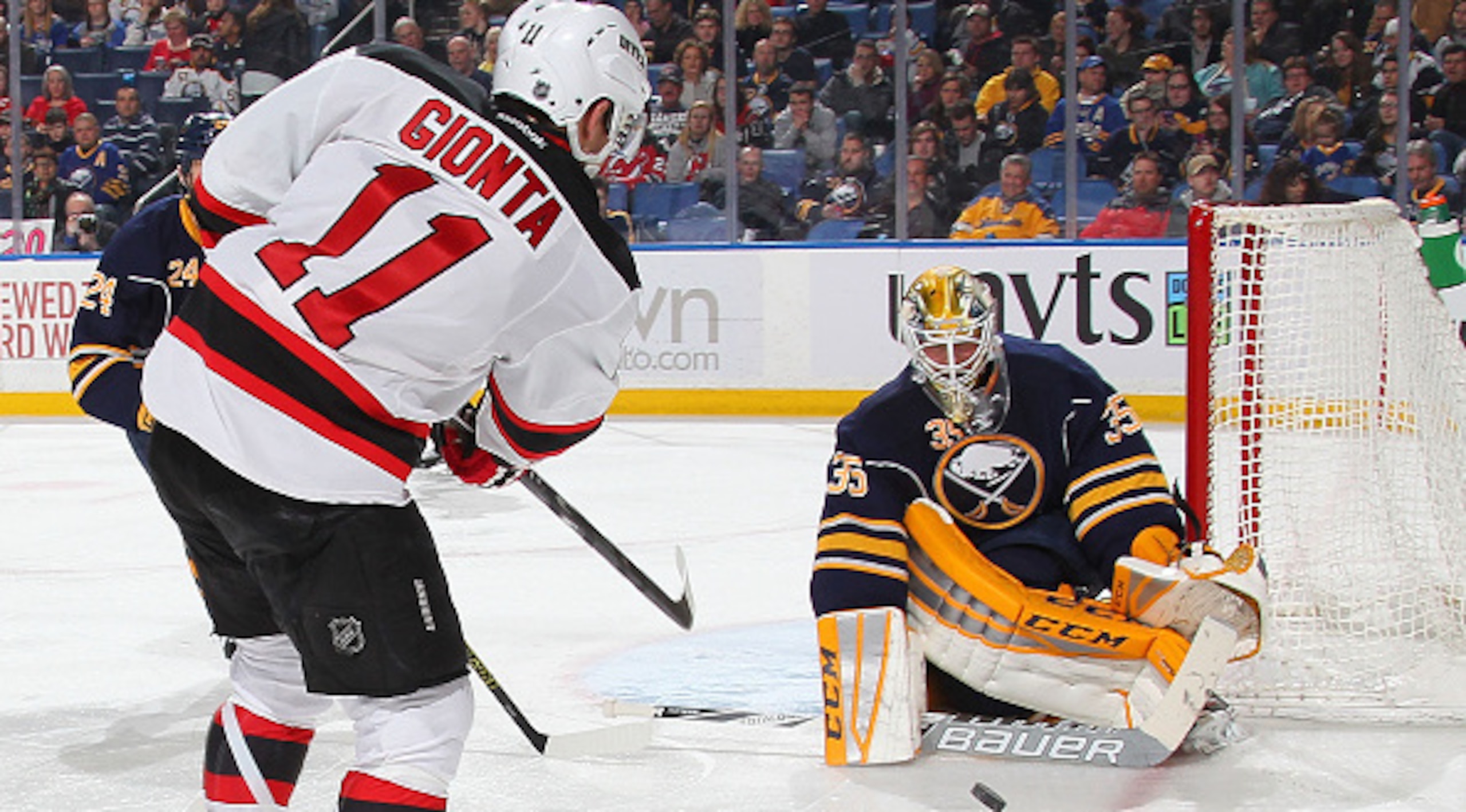 Stephen Gionta unleashes a shot from a tight angle.