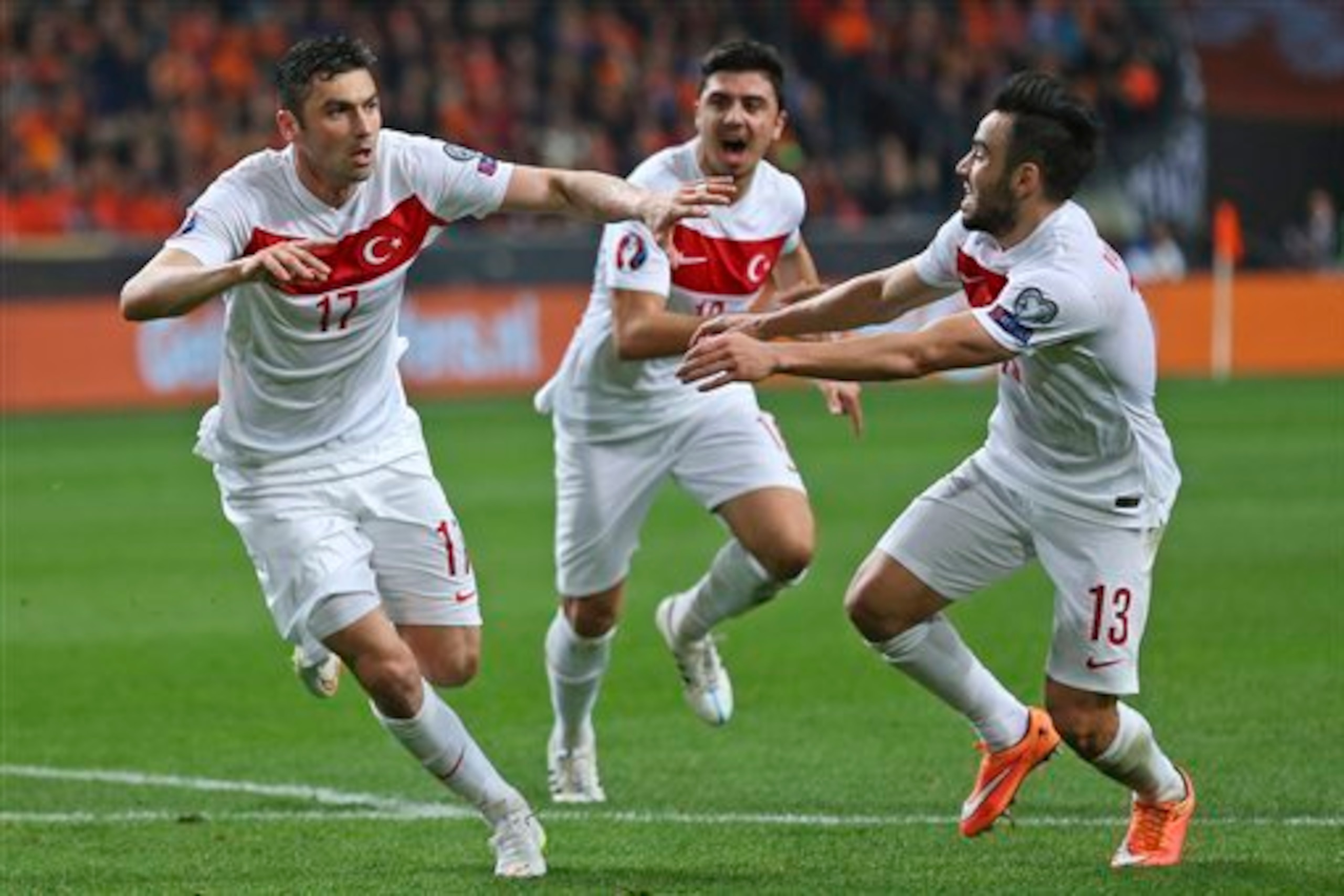 Burak Yilmaz's first-half goal looked to have given Turkey a vital win, only for them to be pegged back by the Netherlands in stoppage time.