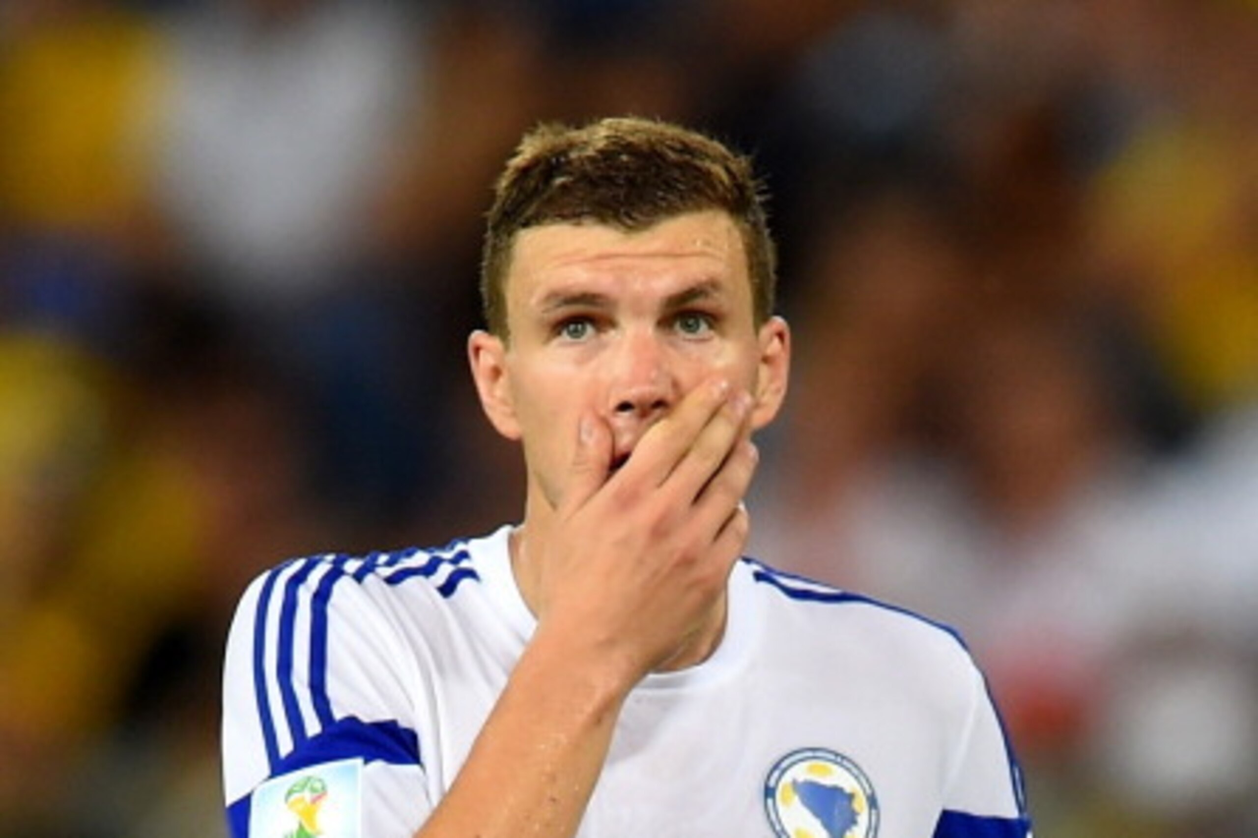 Edin Dzeko, pictured here at last summer's World Cup, scored three goals for Bosnia on Saturday.