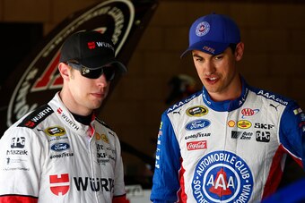 Team Penske teammates Brad Keselowski (left) and Joey Logano are starting to pick up where they left off last season.