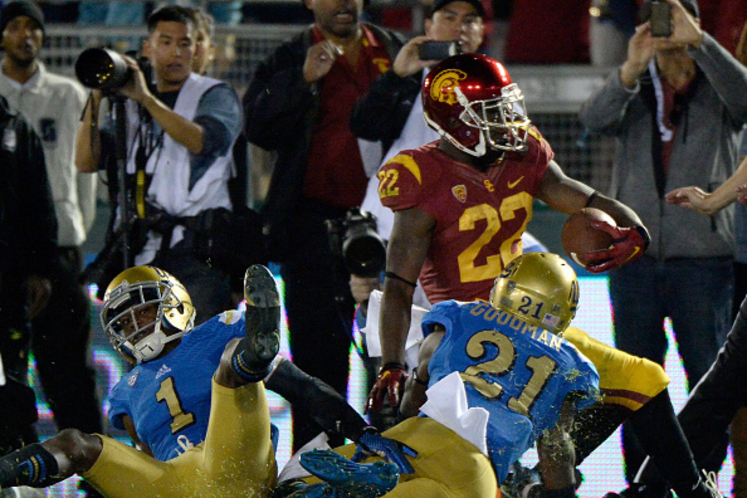 Safety Tahaan Goodman will have to battle for his starting spot.