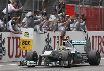 Nico Rosberg wins for Mercedes at the 2012 Chinese Grand Prix.
