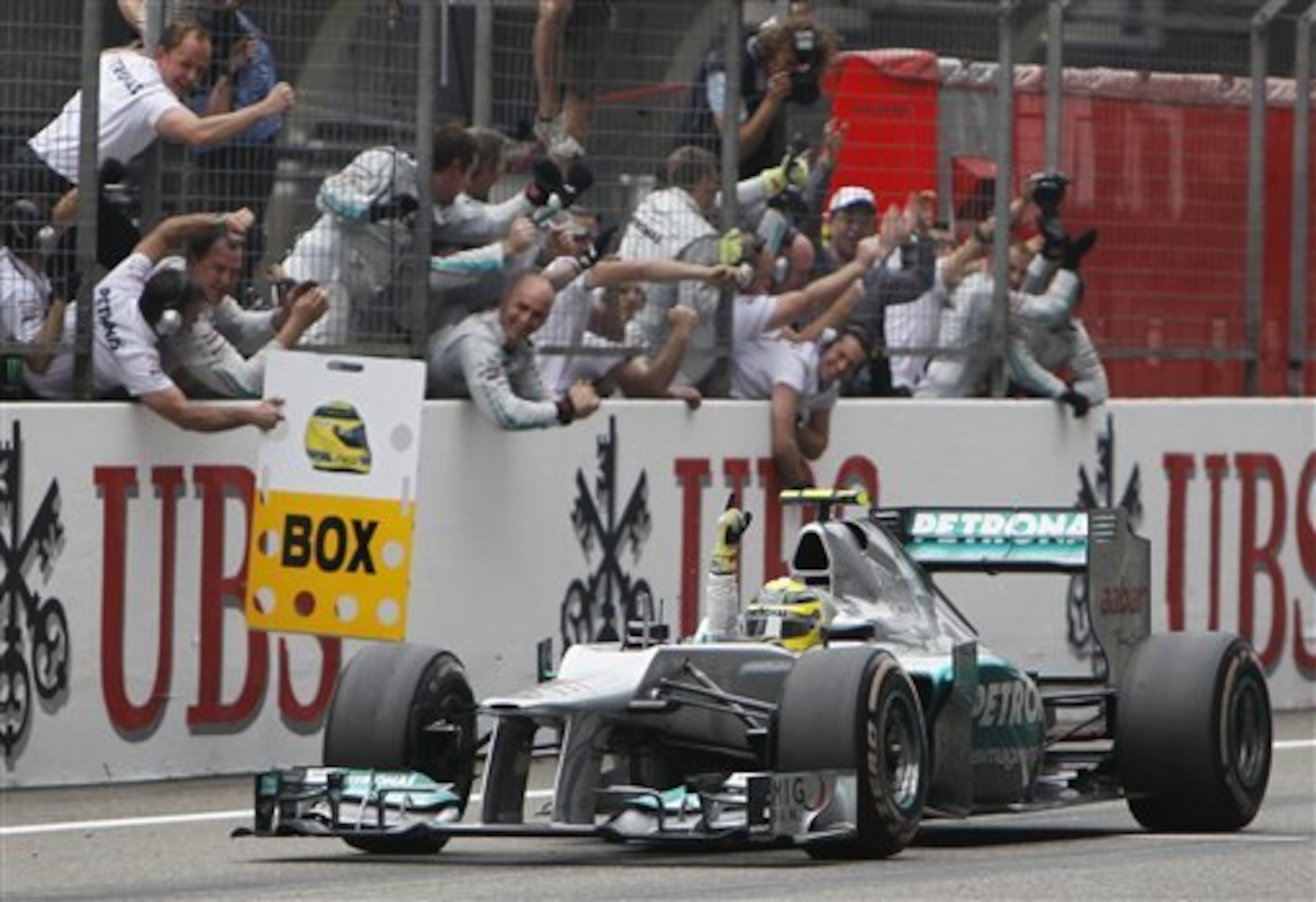 Nico Rosberg wins for Mercedes at the 2012 Chinese Grand Prix.