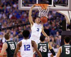 Grayson Allen, yet another Duke freshman, dunks the ball during the rout of Michigan State.