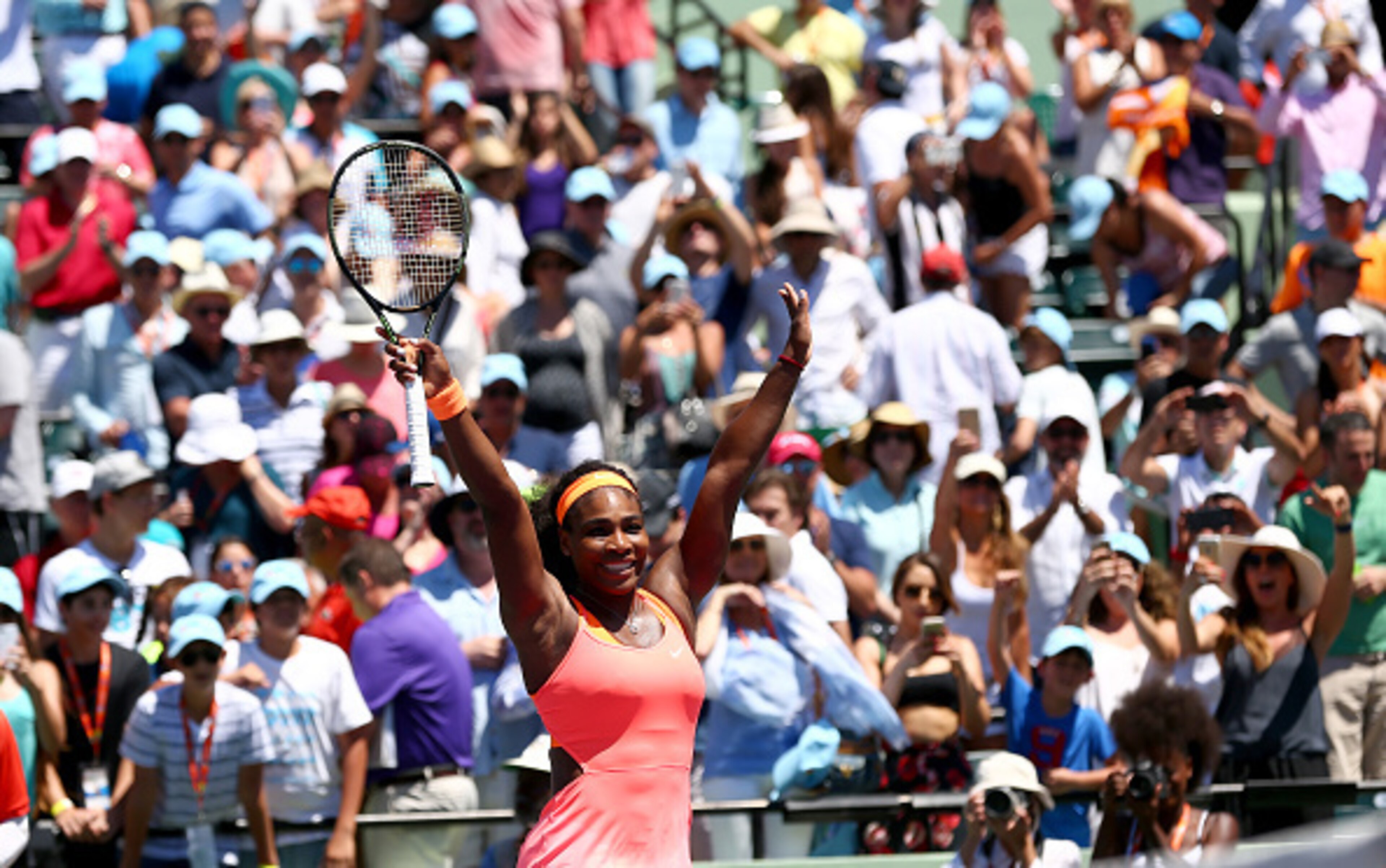 Serena Williams celebrates her eighth title in Miami.