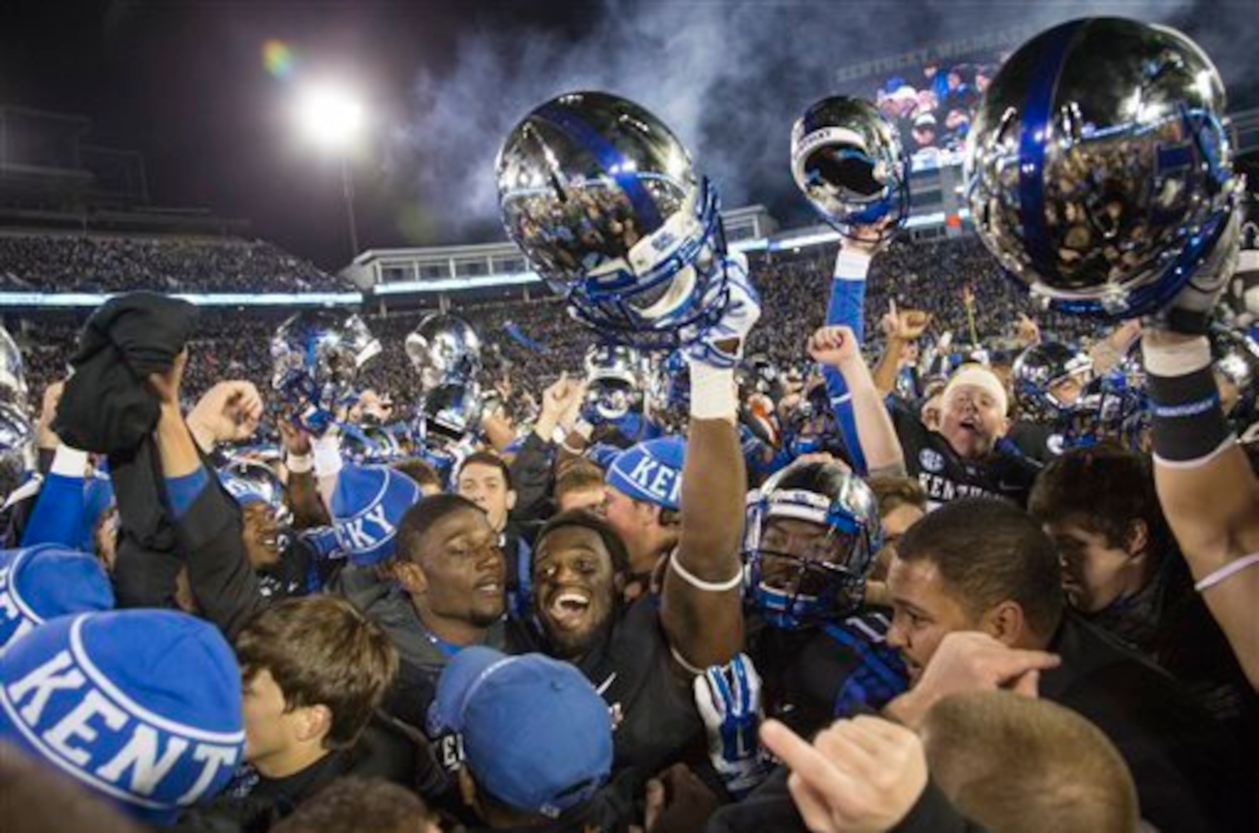 Kentucky will again celebrate a victory over South Carolina, like last season. Kentucky will again celebrate a victory over South Carolina, like last season.