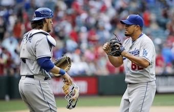 With two saves in two chances, reliever Joel Peralta (right) is filling in at closer while Kenley Jansen is out.