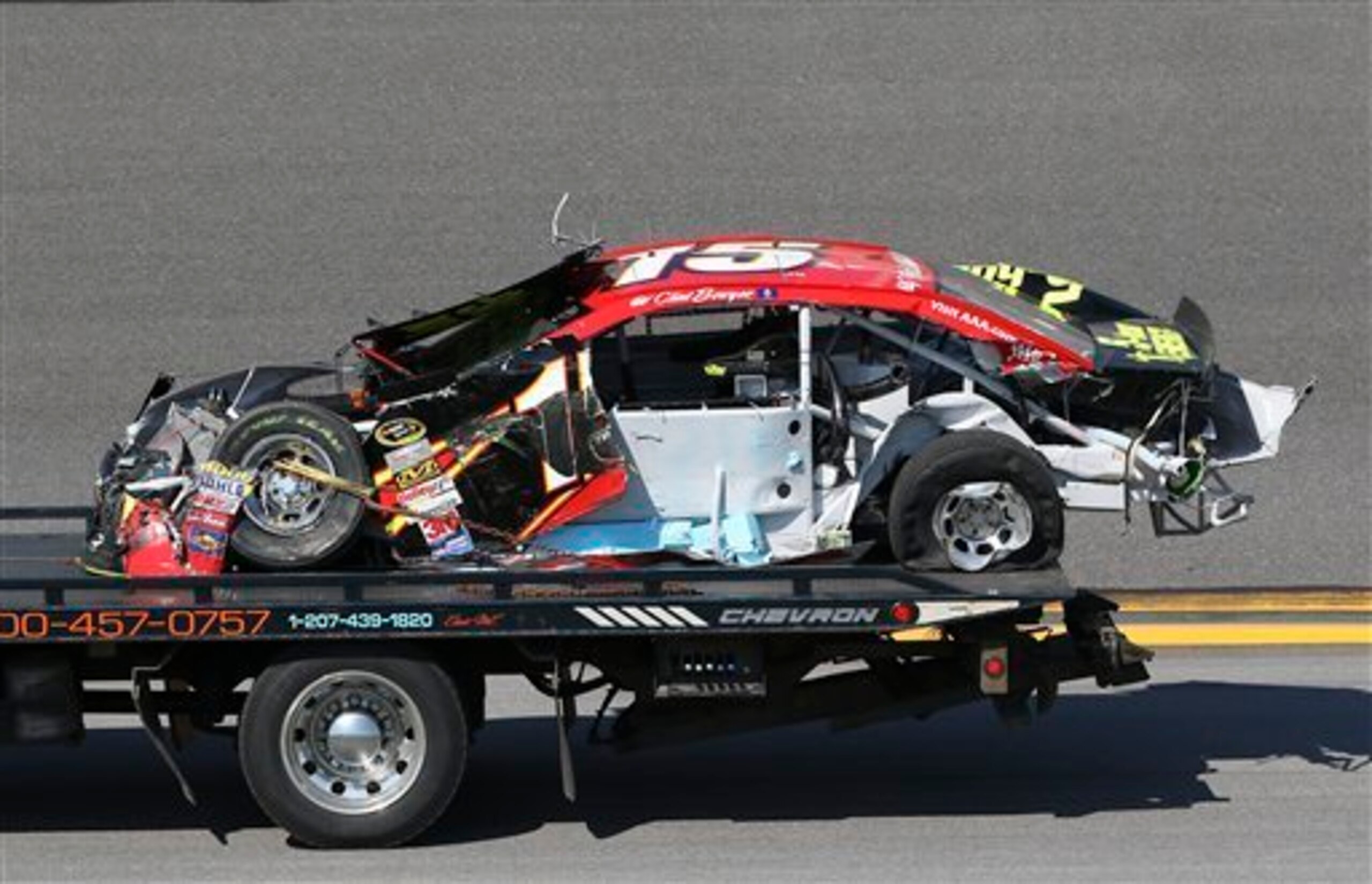 Clint Bowyer's season has been a wreck since his car looked like this at the Daytona 500.
