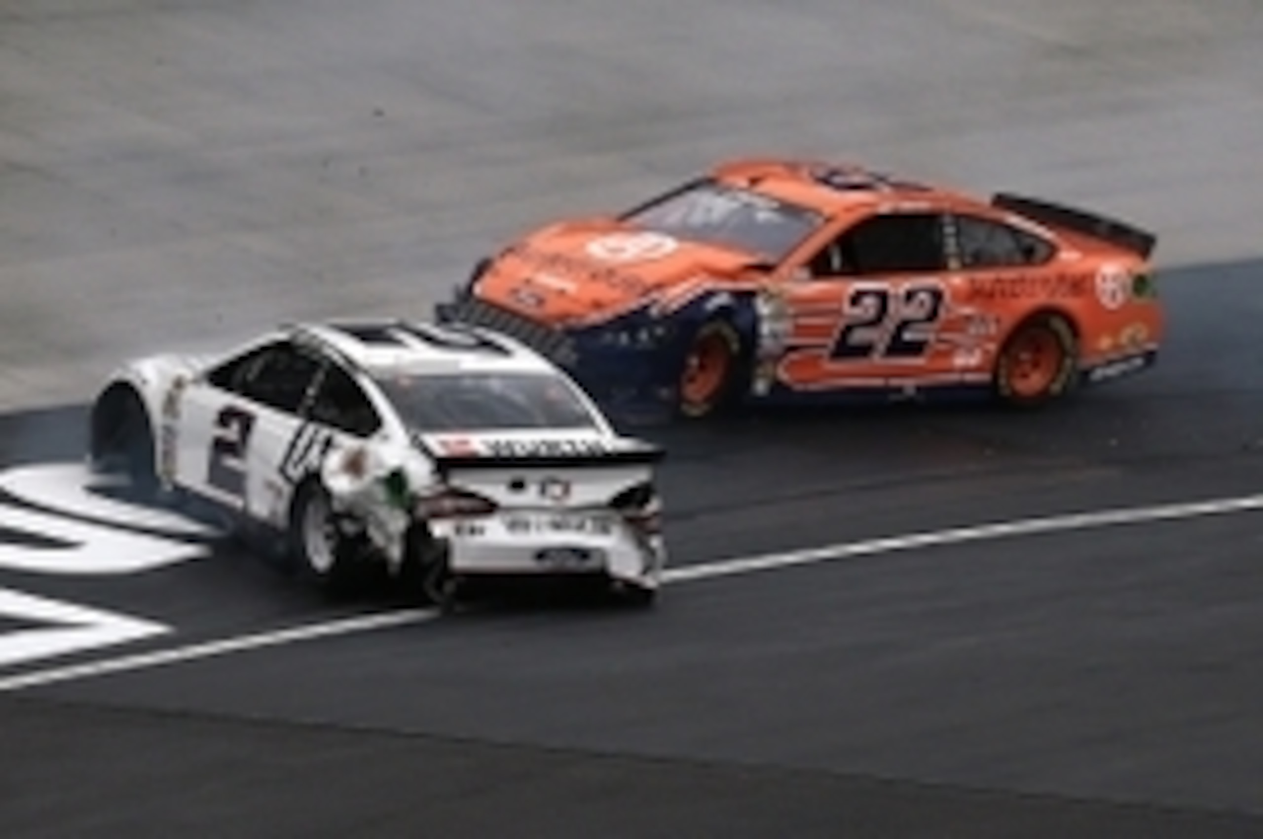Joey Logano, driver of the No. 22 Ford, couldn't go anywhere at Bristol because of his teammate.